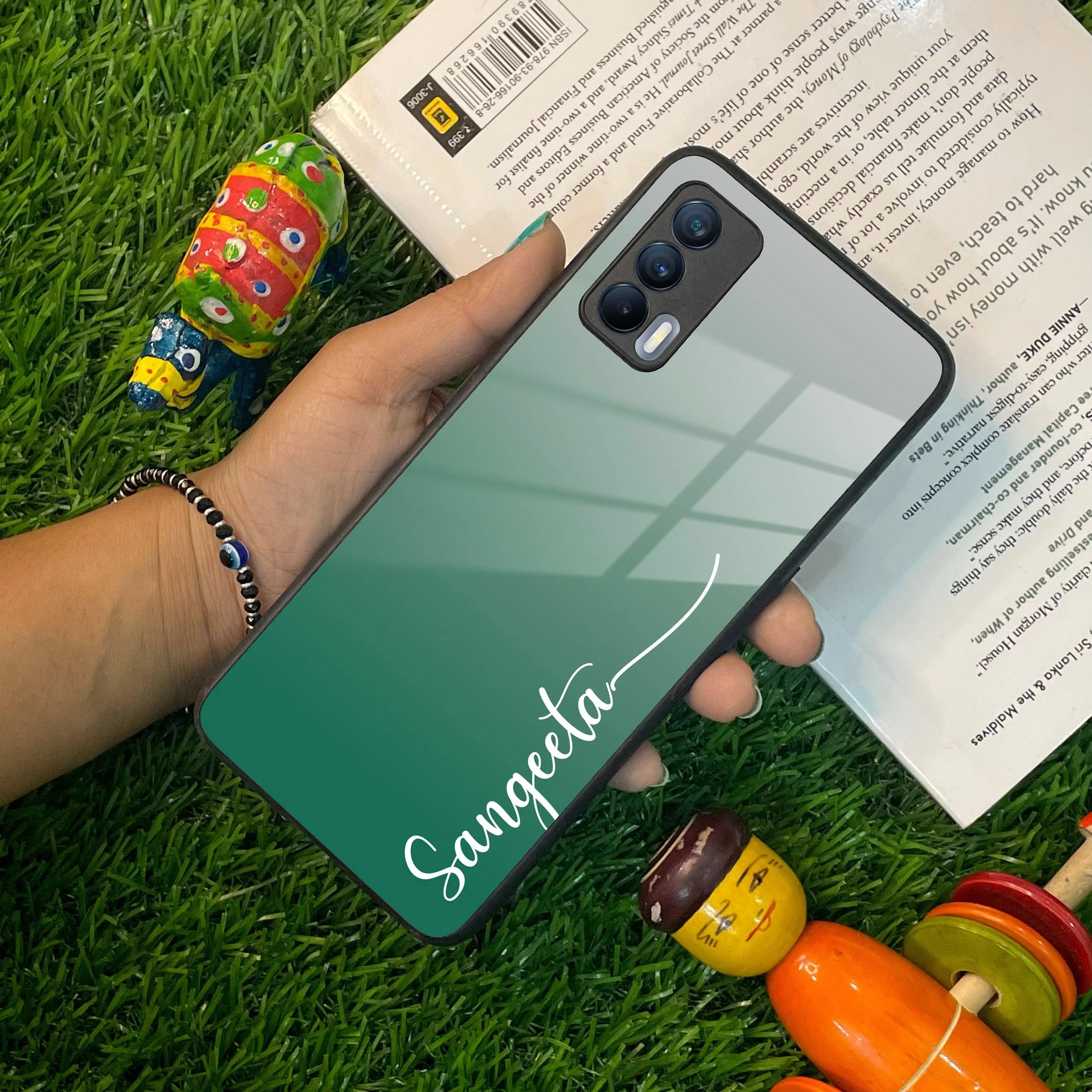 Customize Name Gradient Glass Case Cover Green For Realme/Narzo - ShopOnCliQ