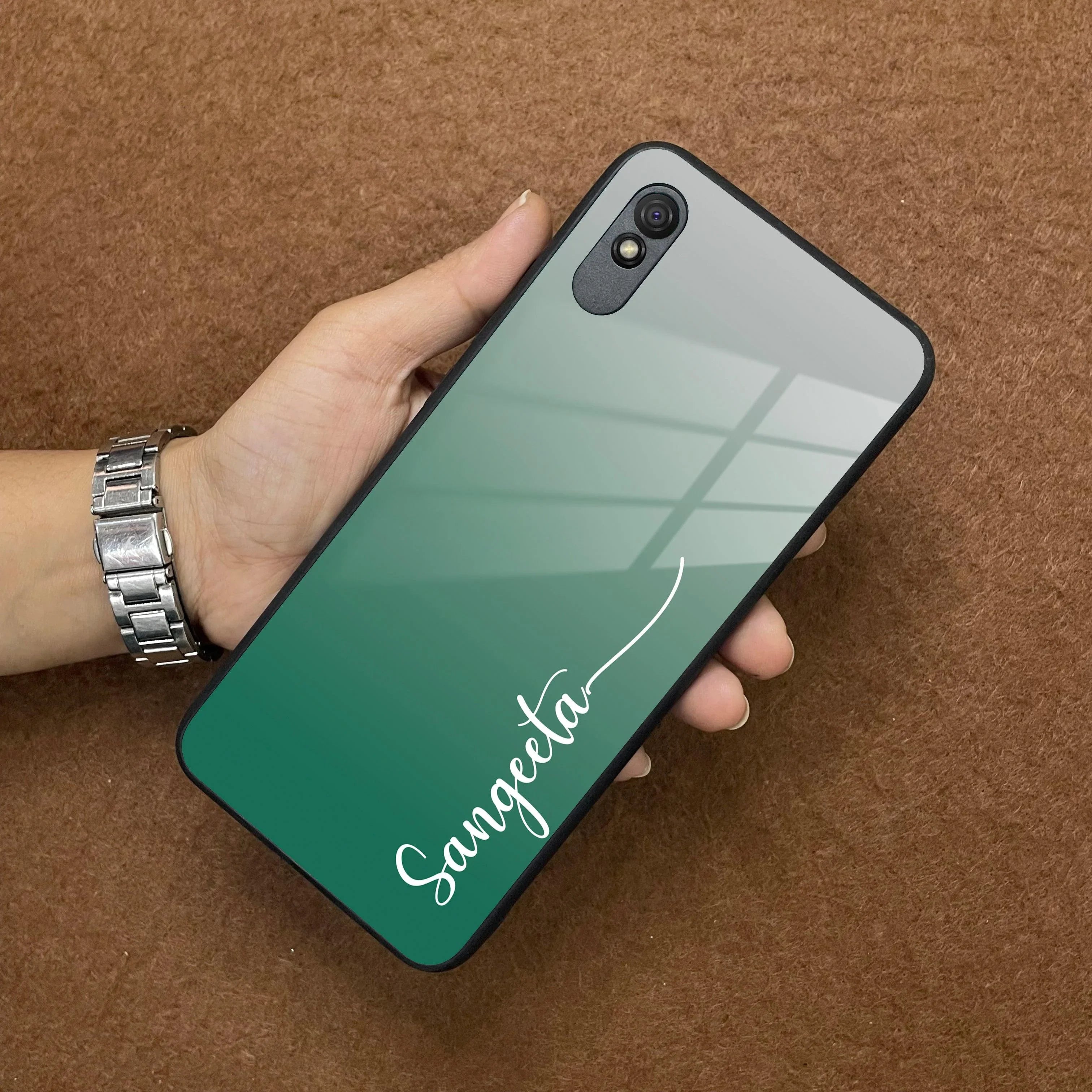 Customize Name Gradient Glass Case Cover Green For Redmi/Xiaomi - ShopOnCliQ