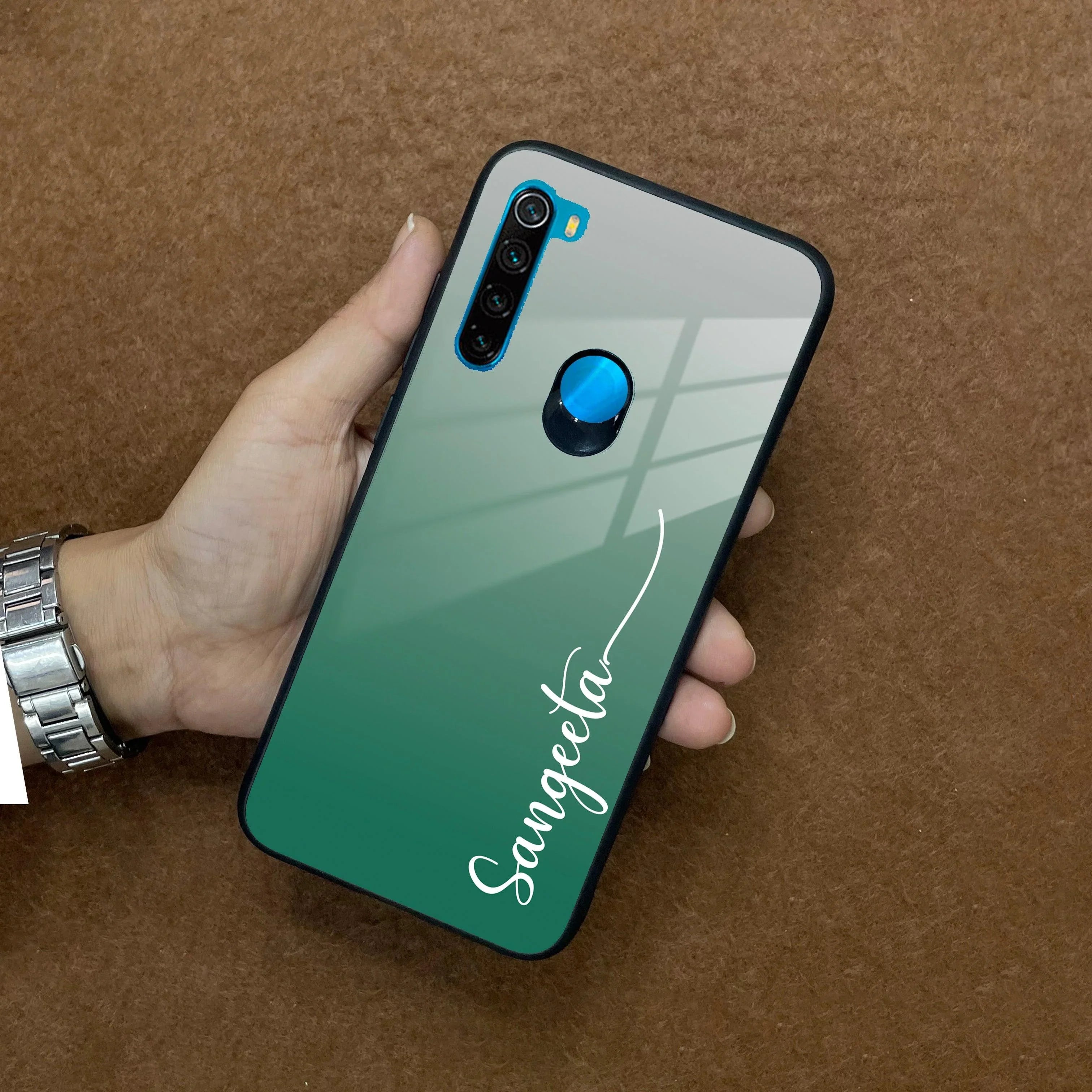 Customize Name Gradient Glass Case Cover Green For Redmi/Xiaomi - ShopOnCliQ