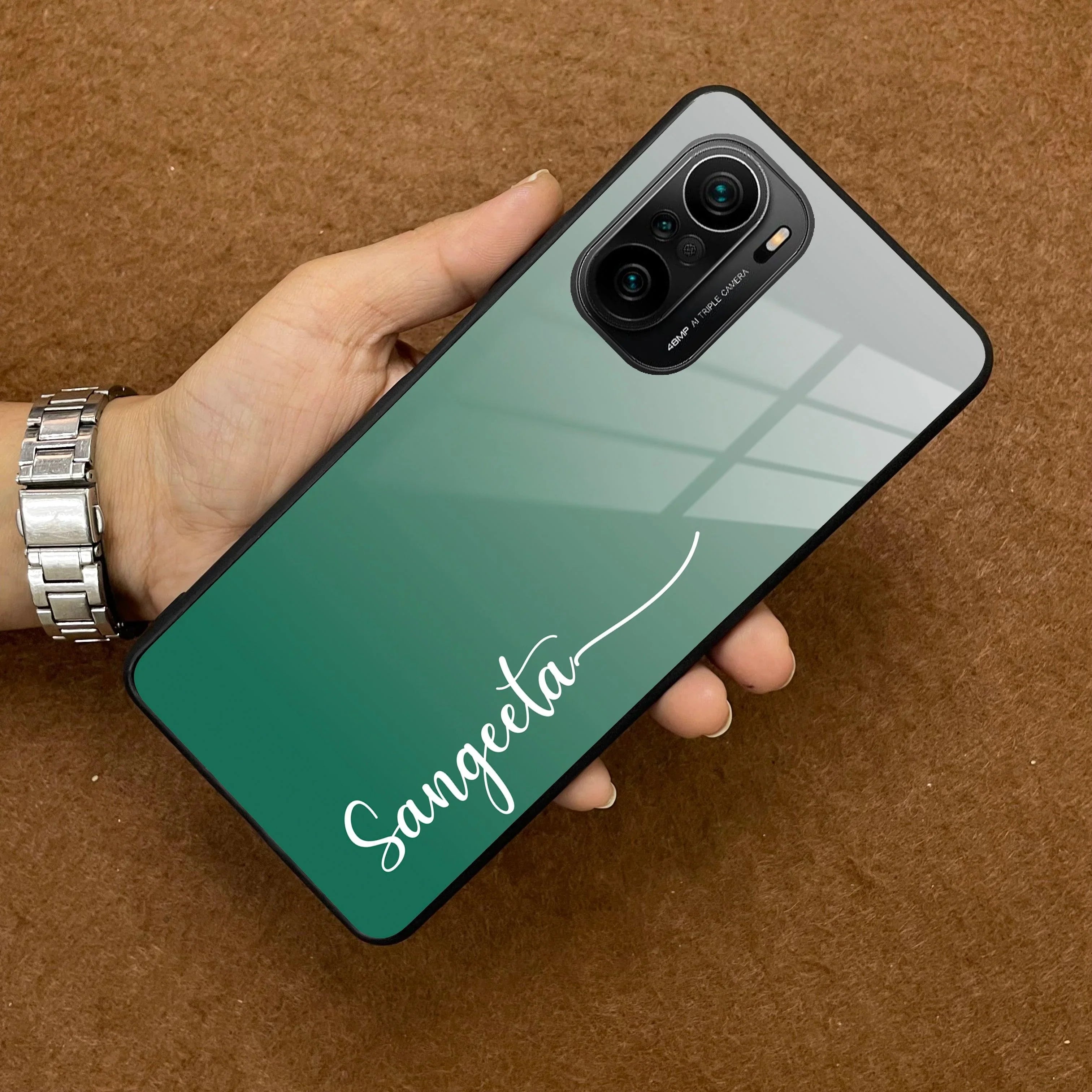 Customize Name Gradient Glass Case Cover Green For Redmi/Xiaomi - ShopOnCliQ