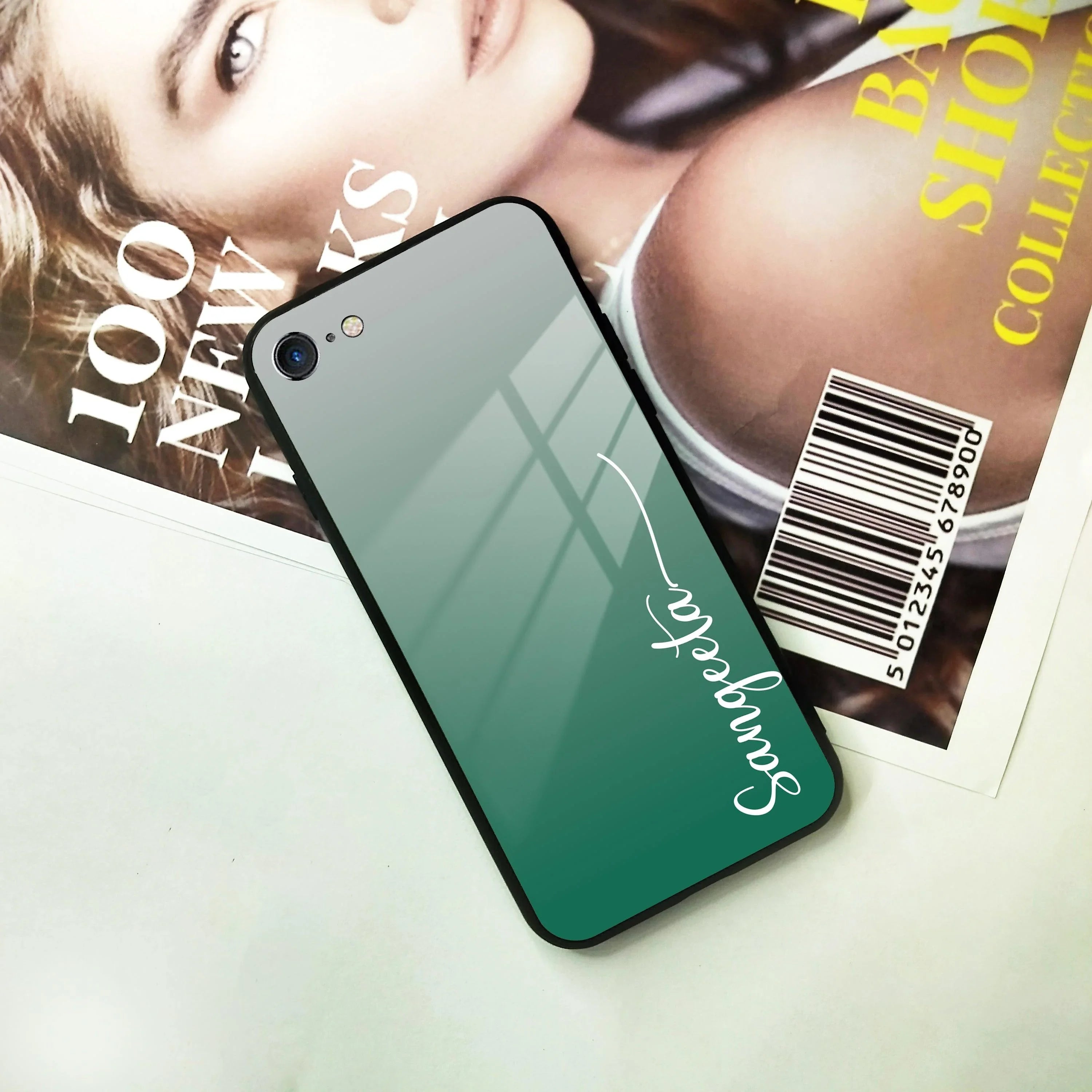 Customize Name Gradient Glass Case Cover Green For iPhone - ShopOnCliQ