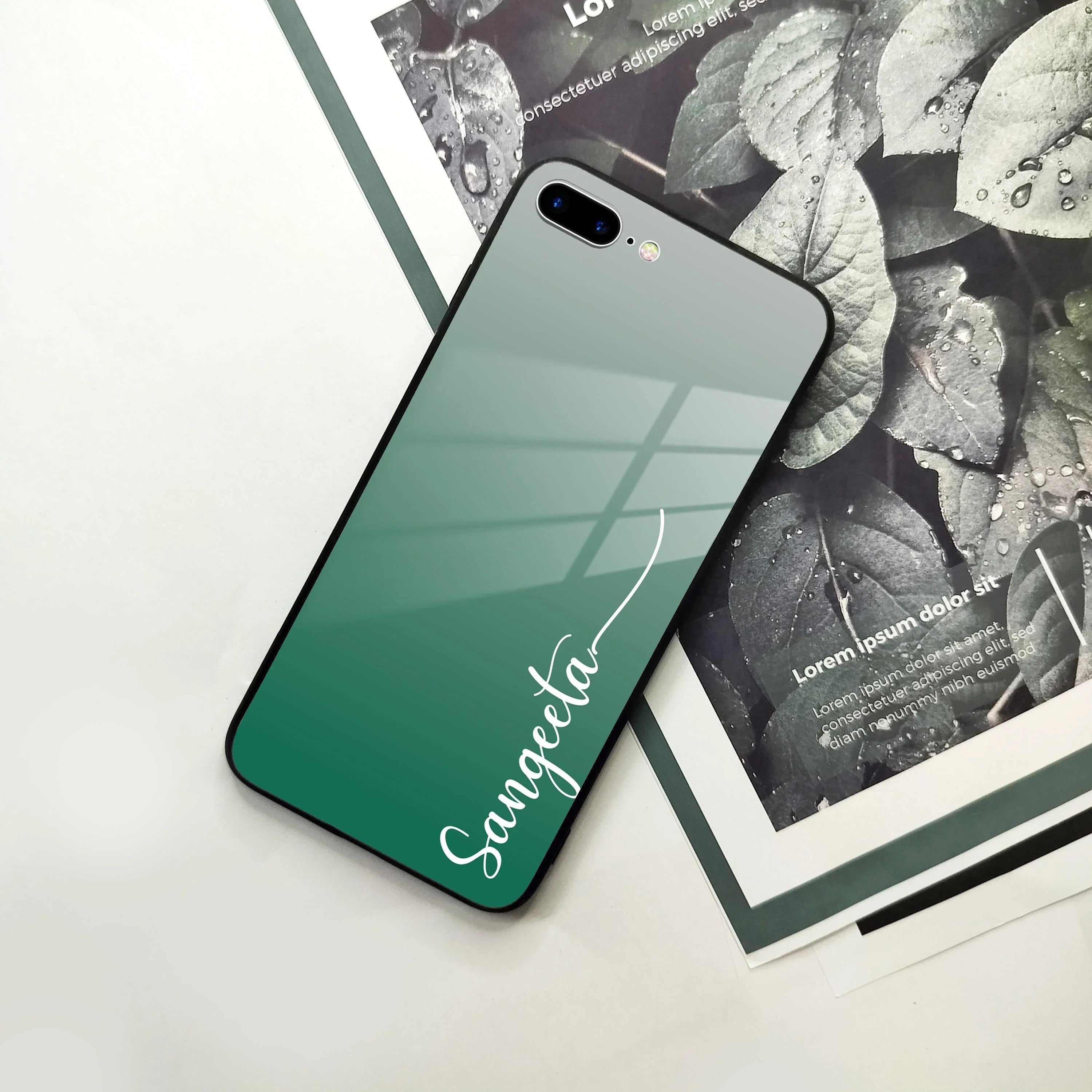 Customize Name Gradient Glass Case Cover Green For iPhone - ShopOnCliQ