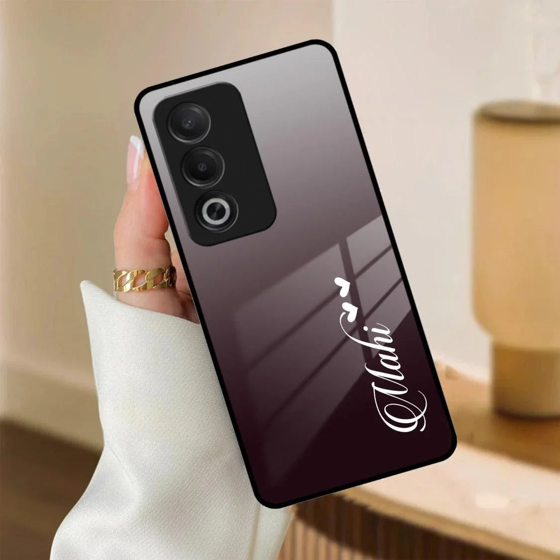 Customize Name Gradient Glass Case Cover Grey For Oppo - ShopOnCliQ