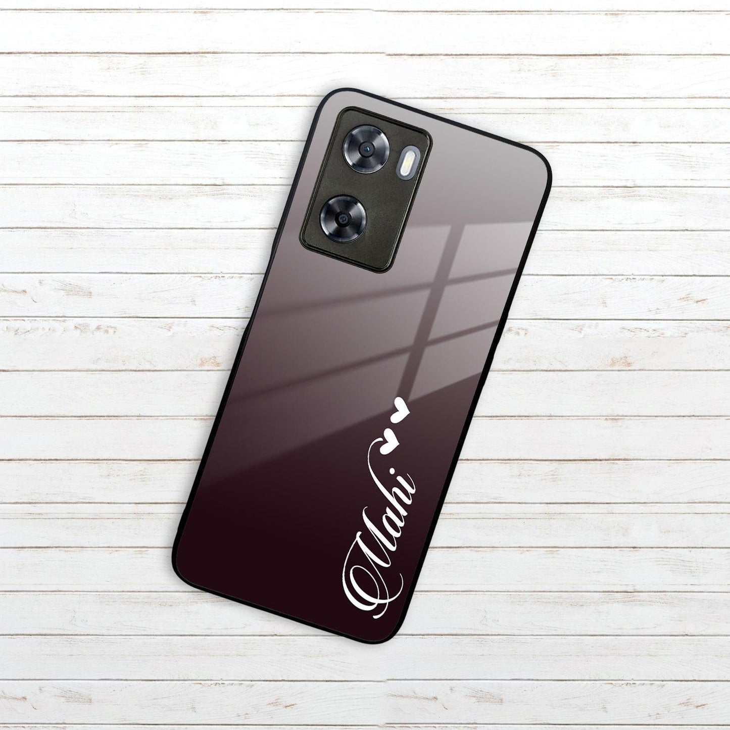 Customize Name Gradient Glass Case Cover Grey For Oppo