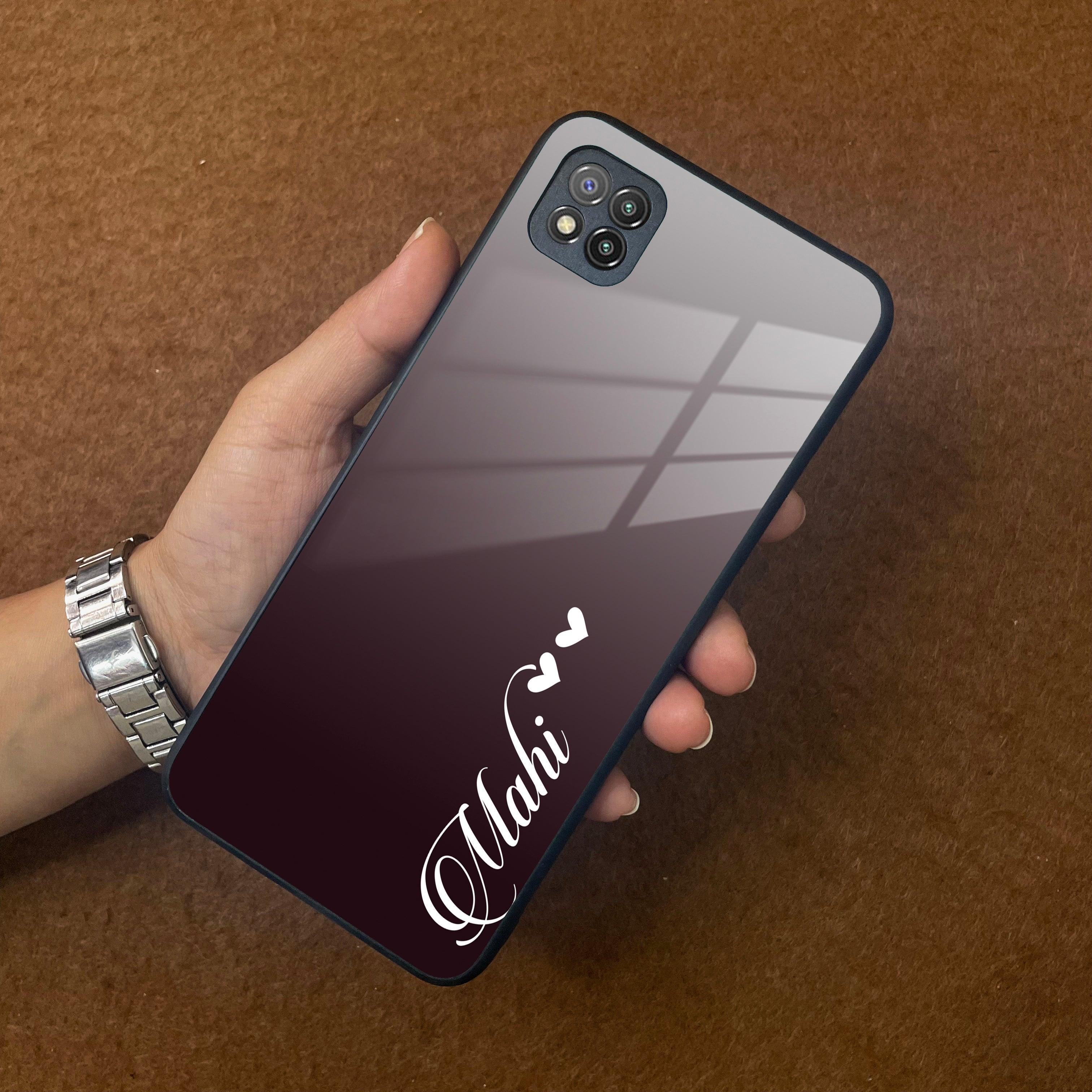 Customize Name Gradient Glass Case Cover Grey For Poco - ShopOnCliQ