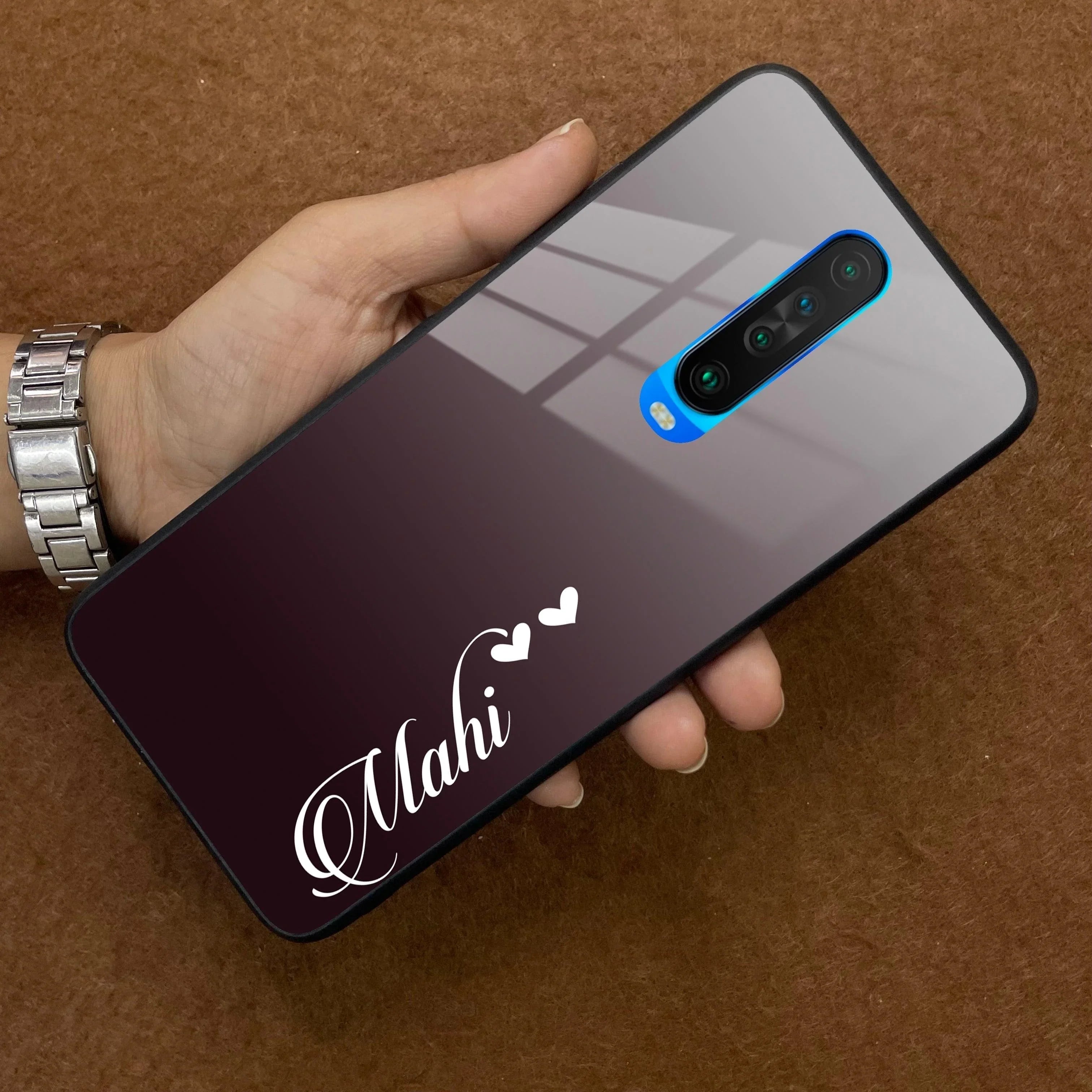 Customize Name Gradient Glass Case Cover Grey For Poco - ShopOnCliQ