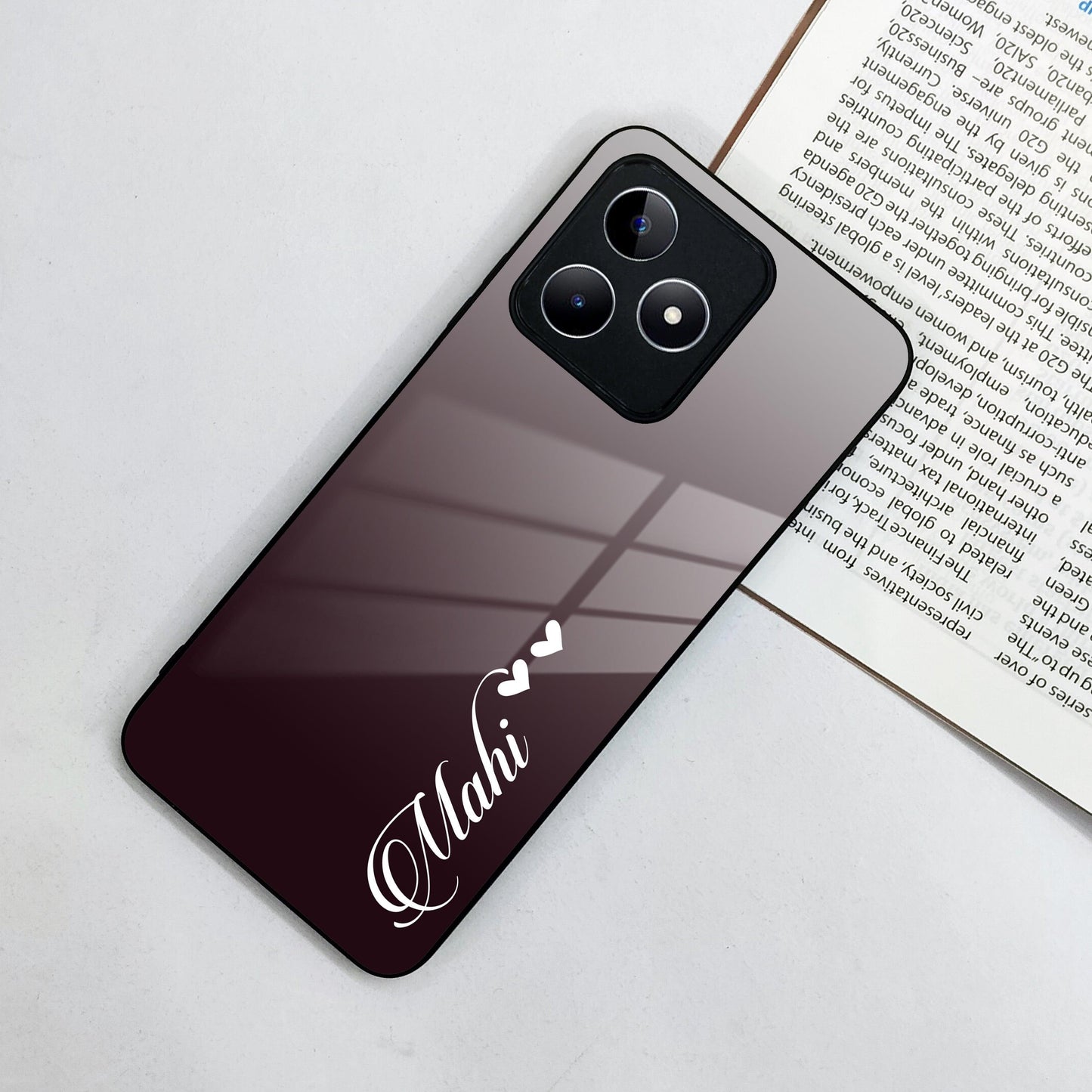 Customize Name Gradient Glass Case Cover Grey For Realme/Narzo