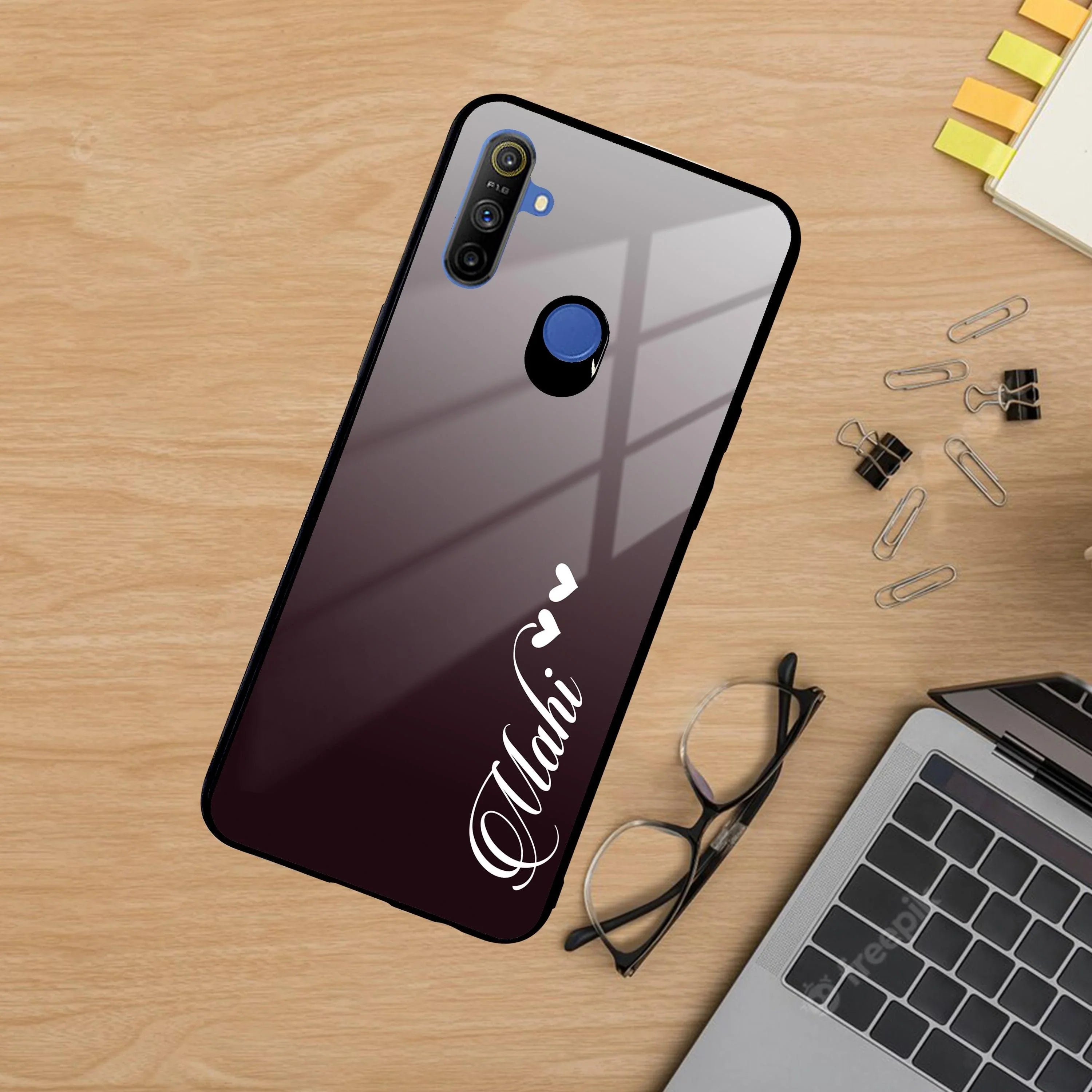 Customize Name Gradient Glass Case Cover Grey For Realme/Narzo - ShopOnCliQ