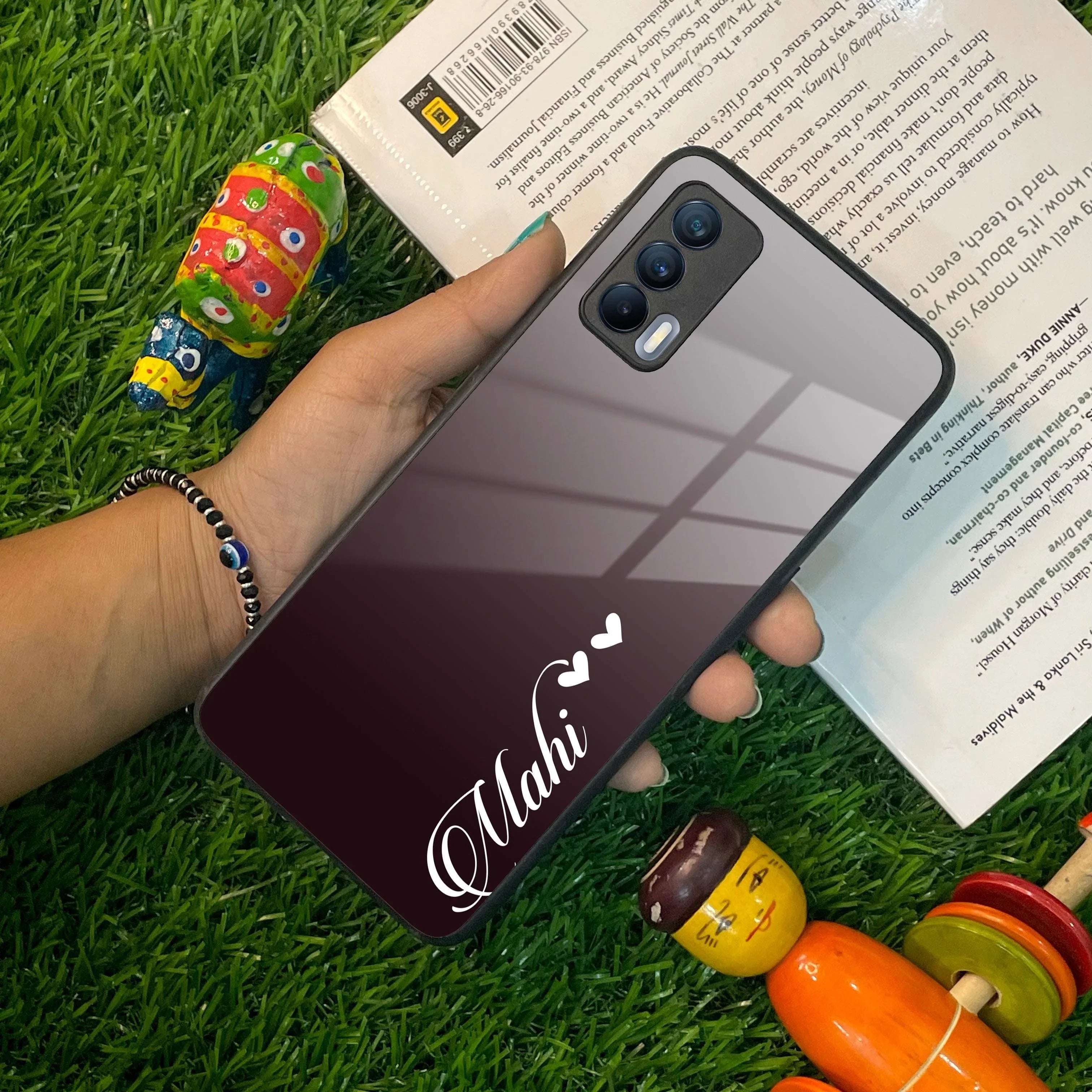 Customize Name Gradient Glass Case Cover Grey For Realme/Narzo - ShopOnCliQ