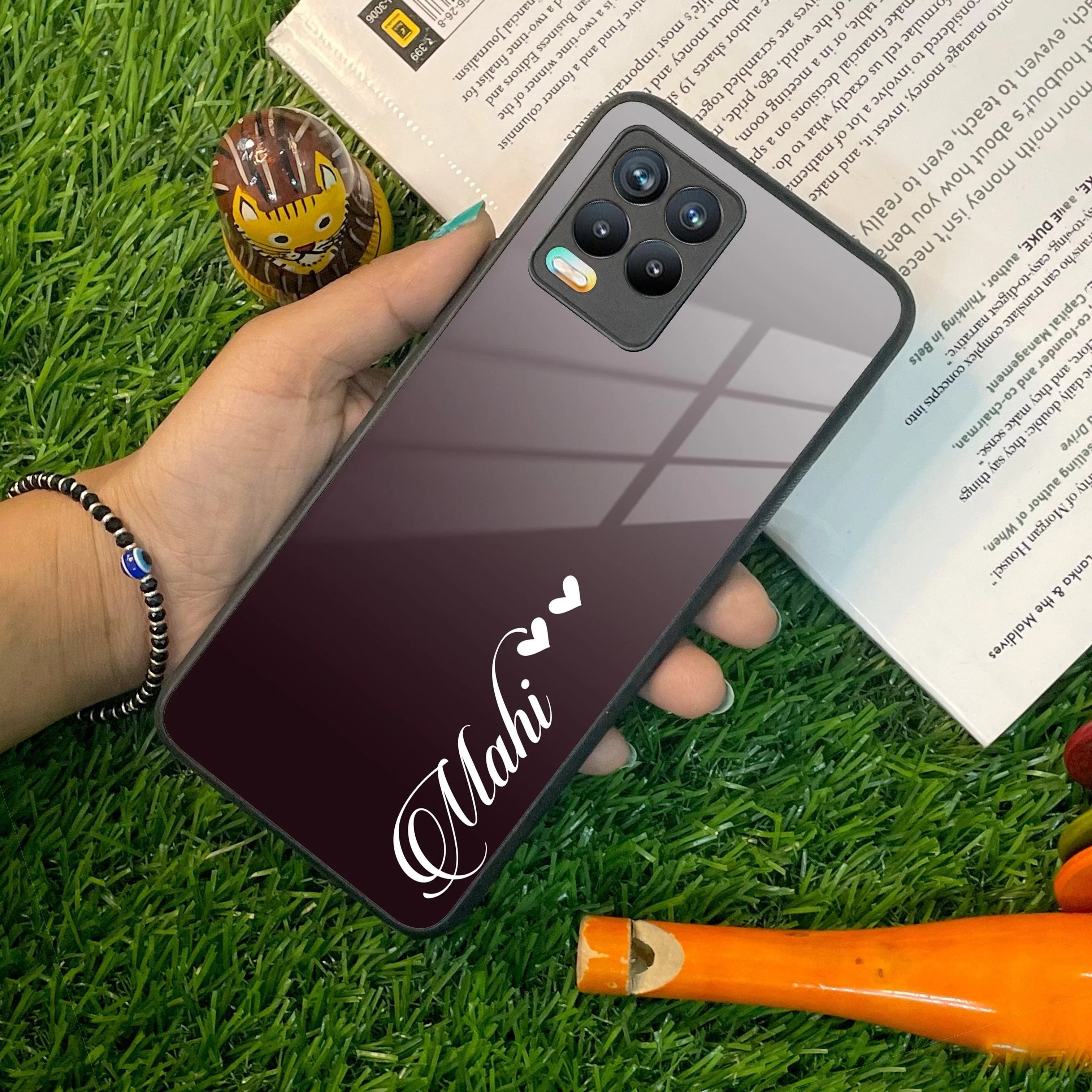 Customize Name Gradient Glass Case Cover Grey For Realme/Narzo - ShopOnCliQ