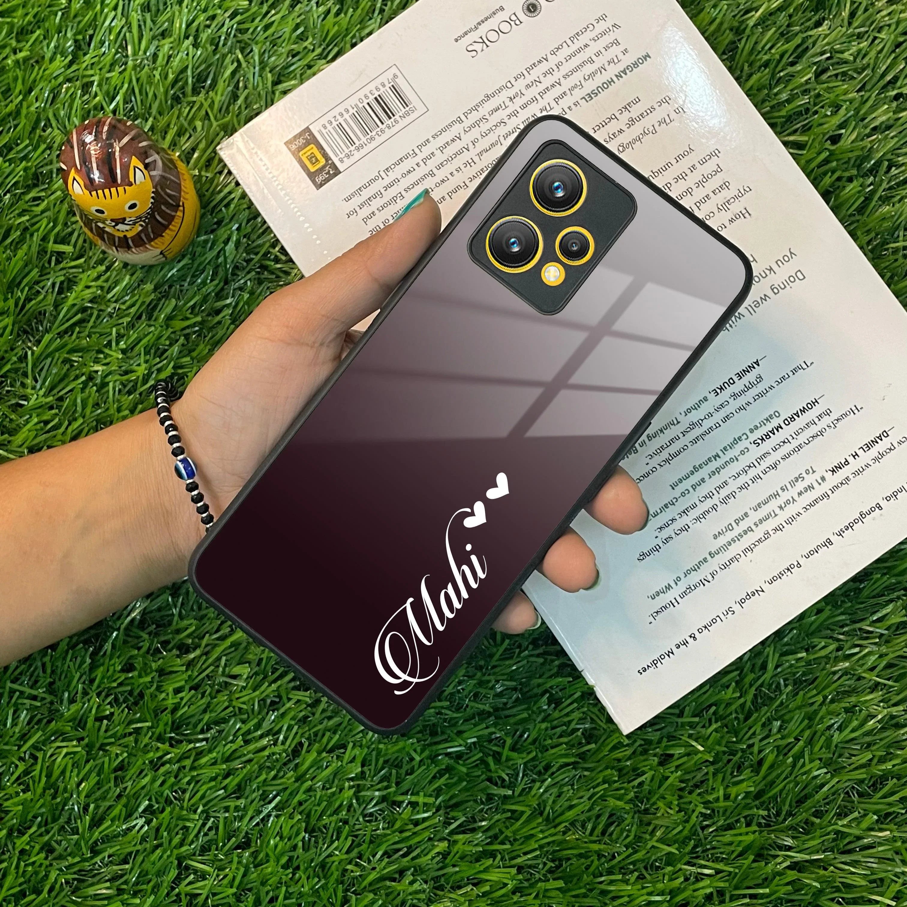 Customize Name Gradient Glass Case Cover Grey For Realme/Narzo - ShopOnCliQ