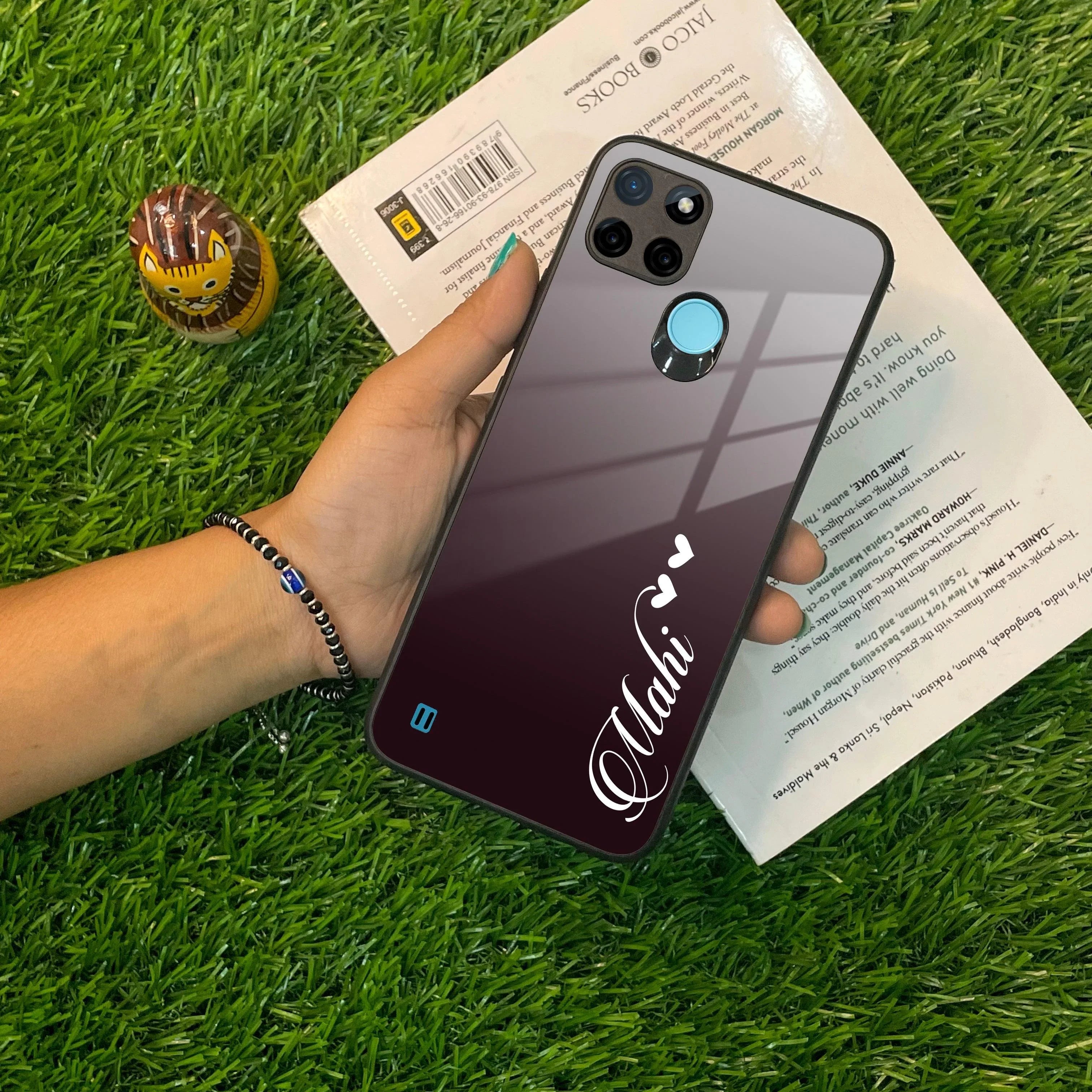 Customize Name Gradient Glass Case Cover Grey For Realme/Narzo - ShopOnCliQ