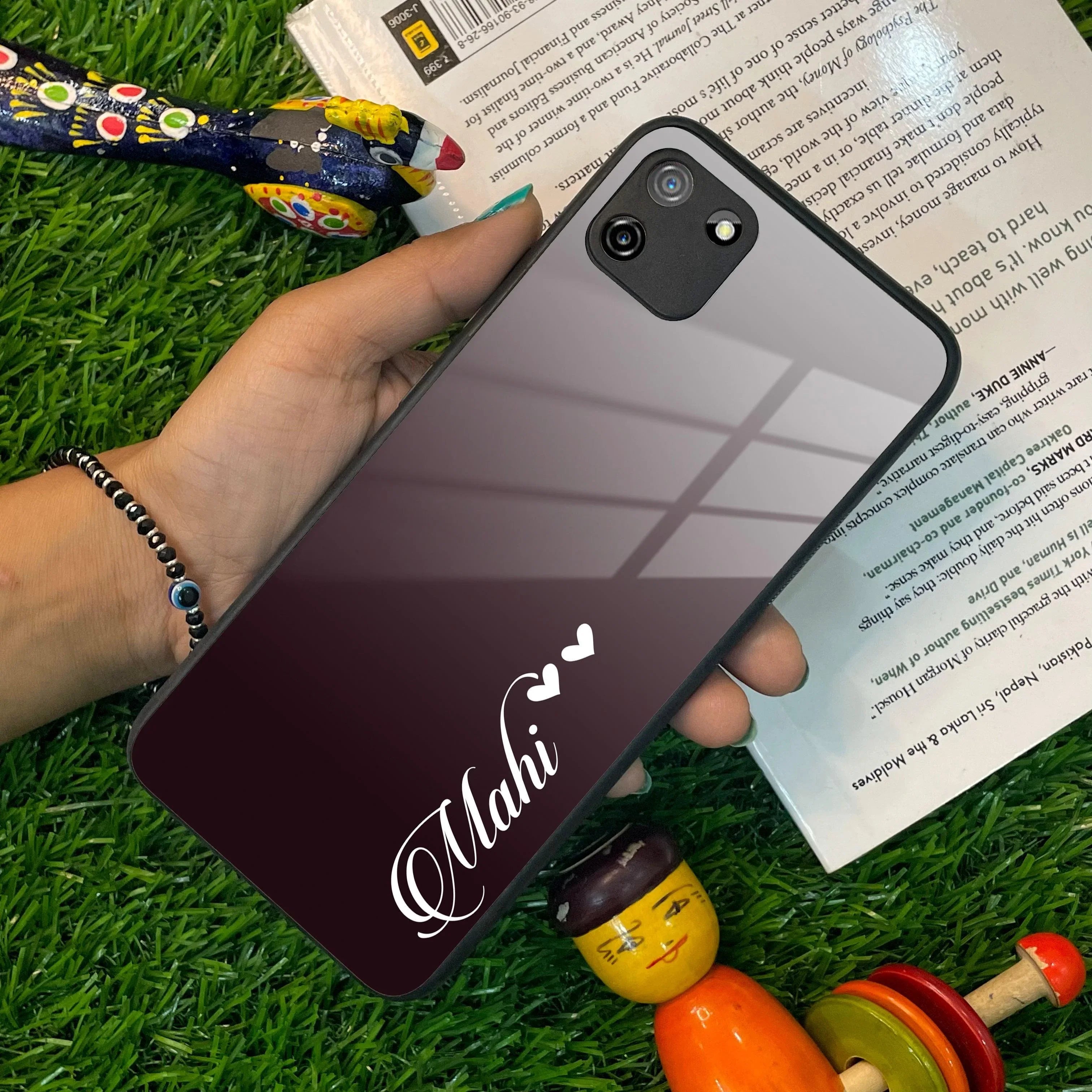 Customize Name Gradient Glass Case Cover Grey For Realme/Narzo - ShopOnCliQ