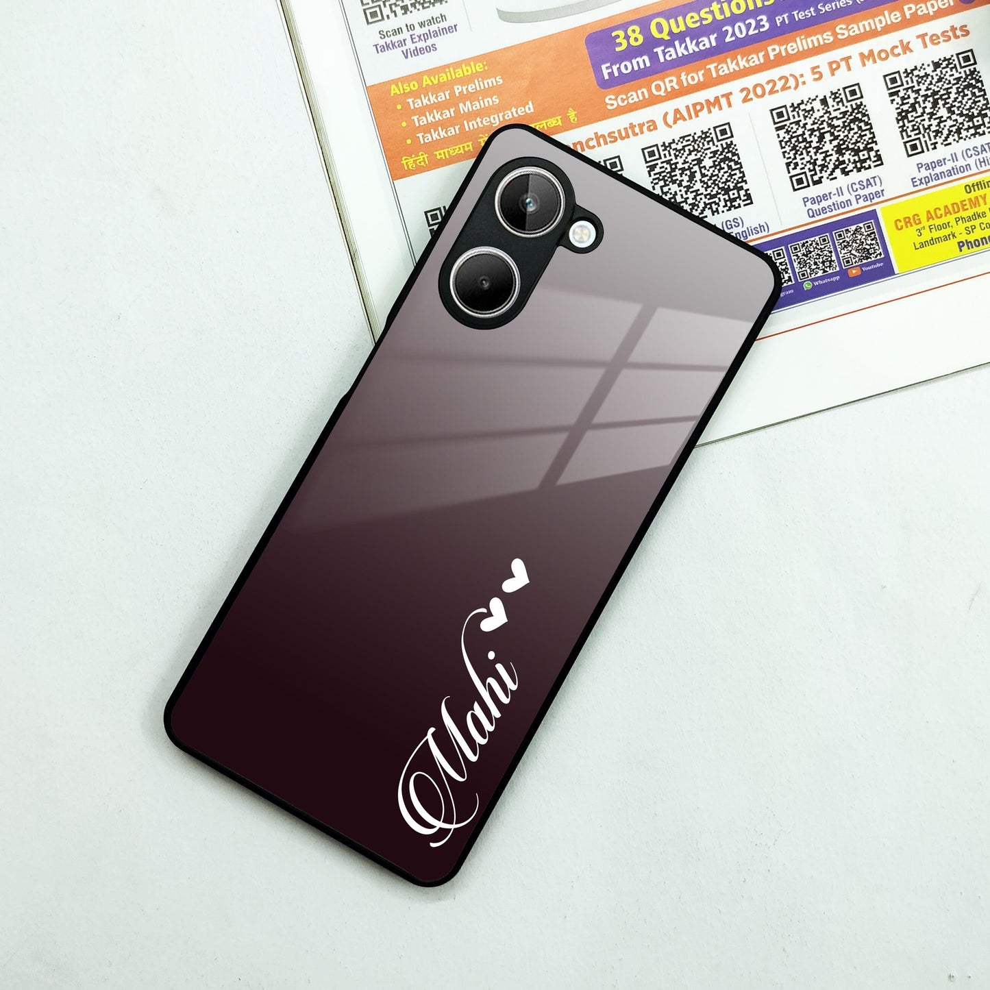 Customize Name Gradient Glass Case Cover Grey For Realme/Narzo