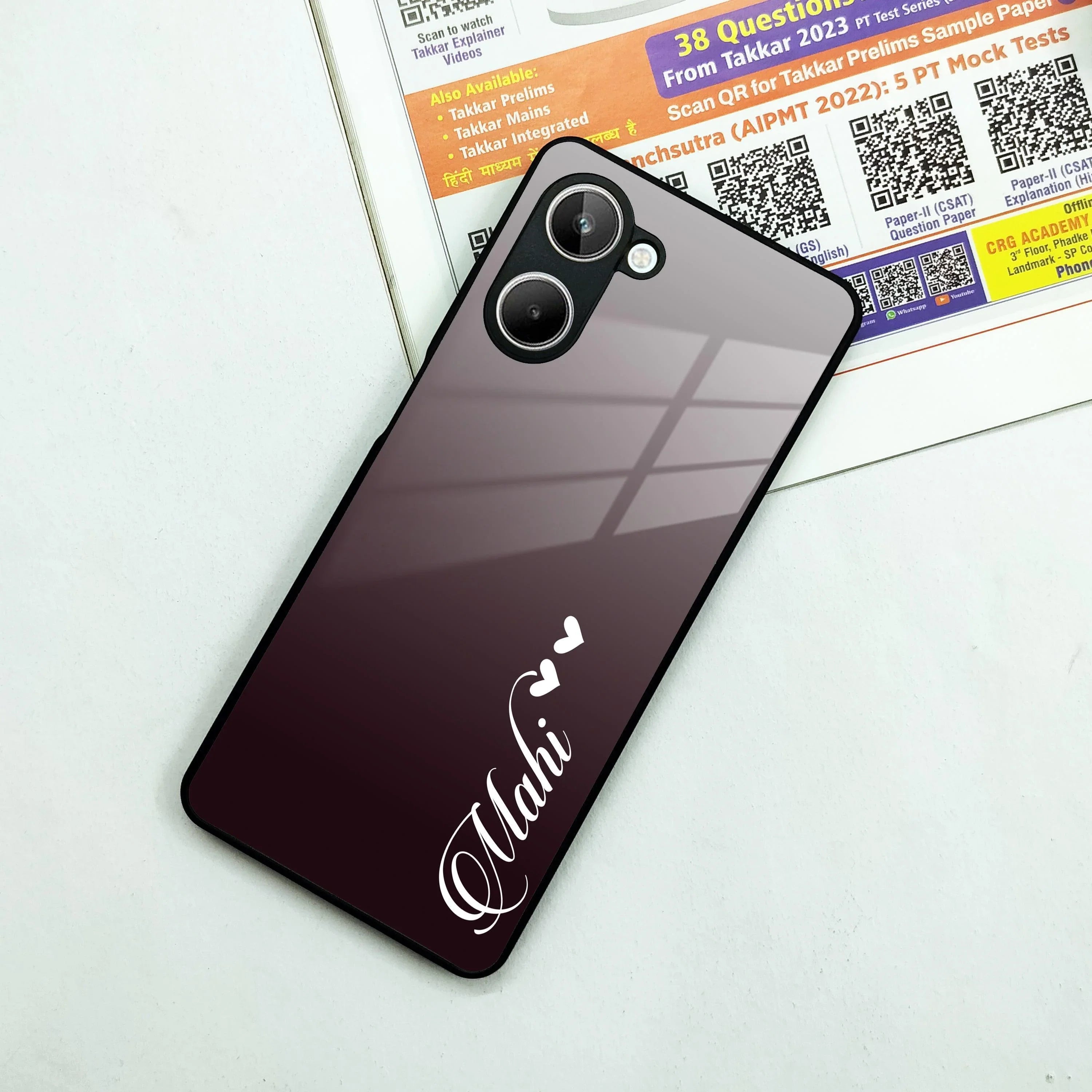 Customize Name Gradient Glass Case Cover Grey For Realme/Narzo - ShopOnCliQ