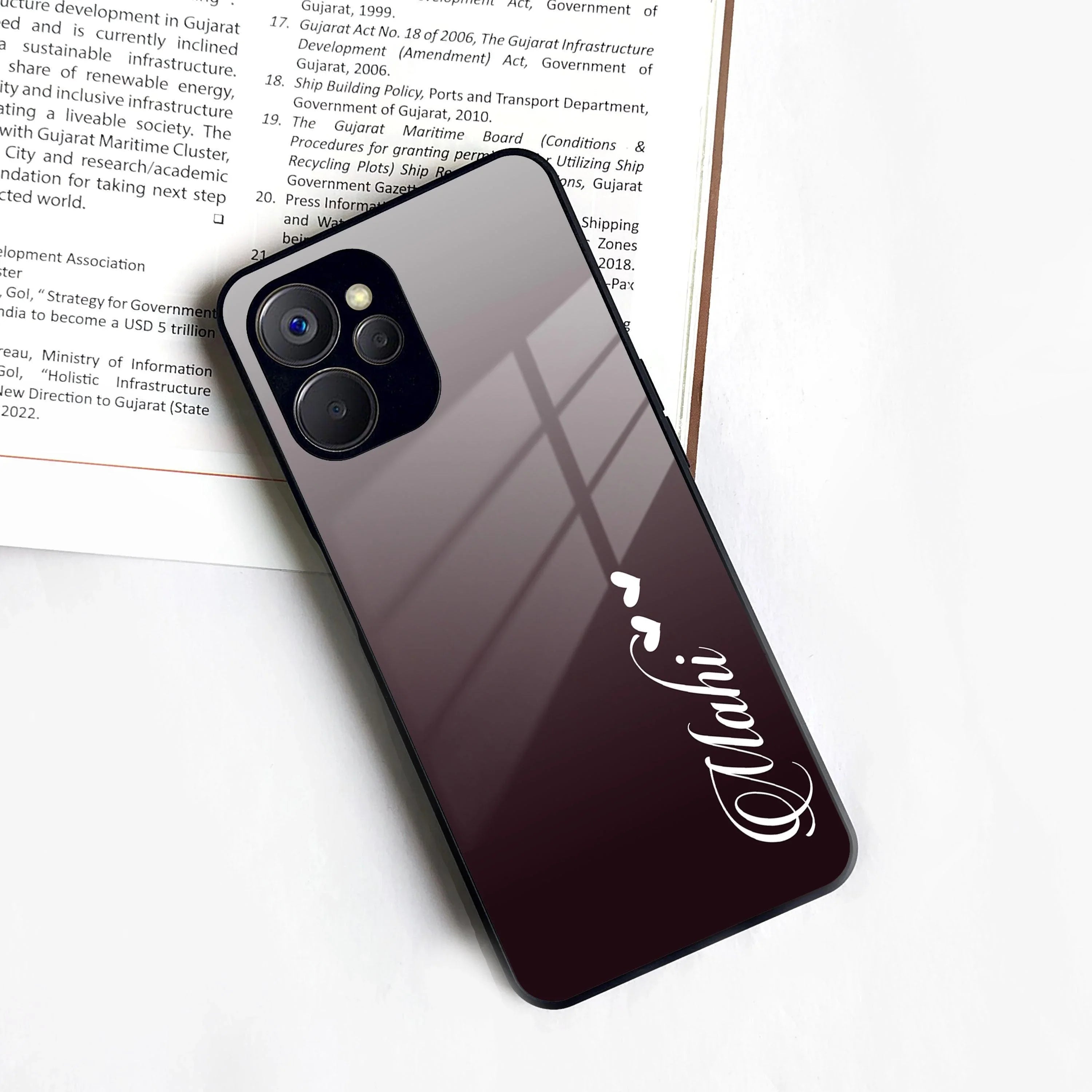 Customize Name Gradient Glass Case Cover Grey For Realme/Narzo - ShopOnCliQ