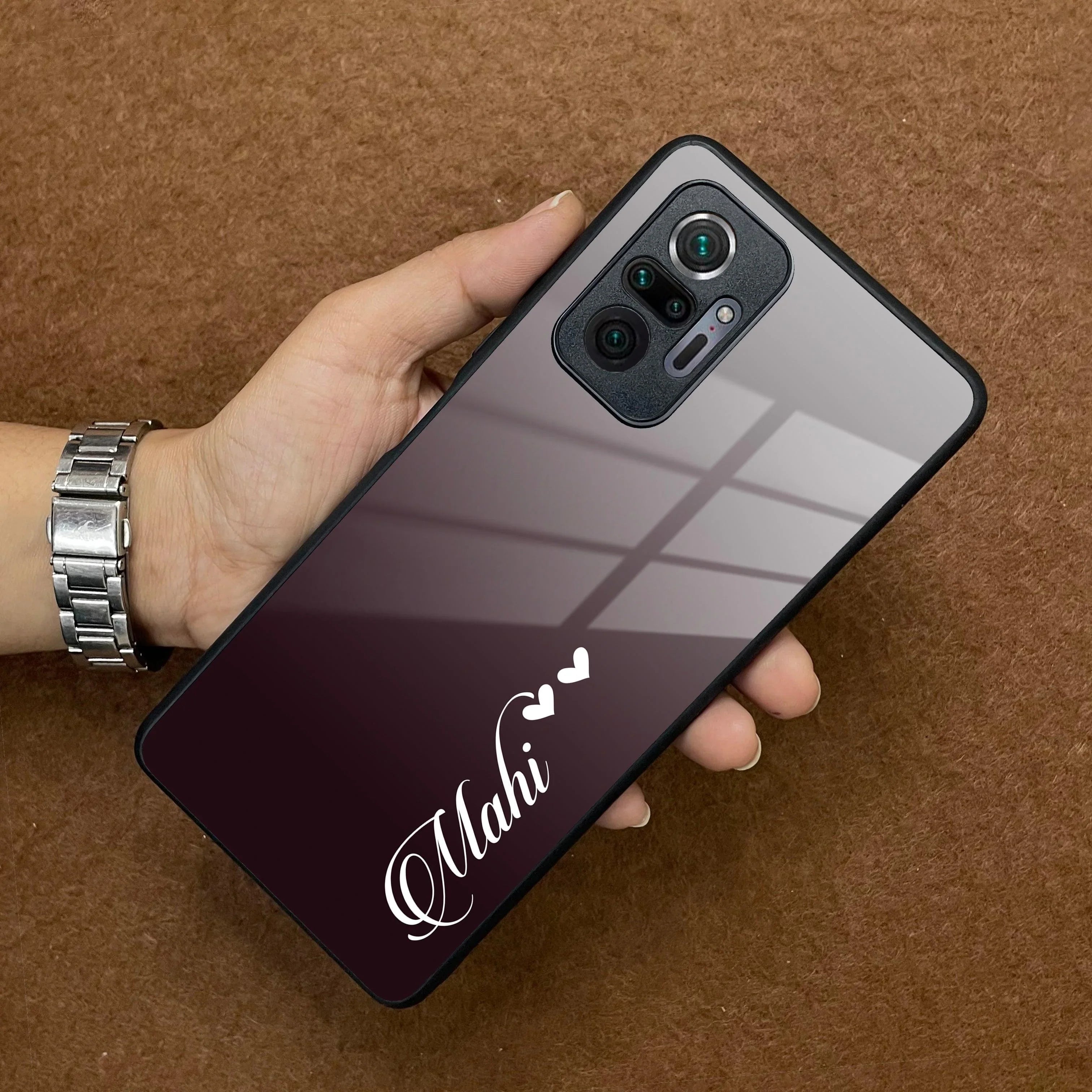 Customize Name Gradient Glass Case Cover Grey For Redmi/Xiaomi - ShopOnCliQ