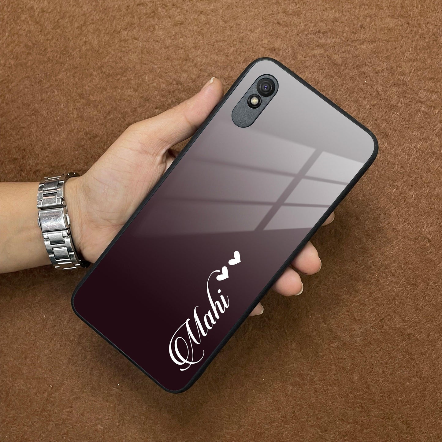Customize Name Gradient Glass Case Cover Grey For Redmi/Xiaomi