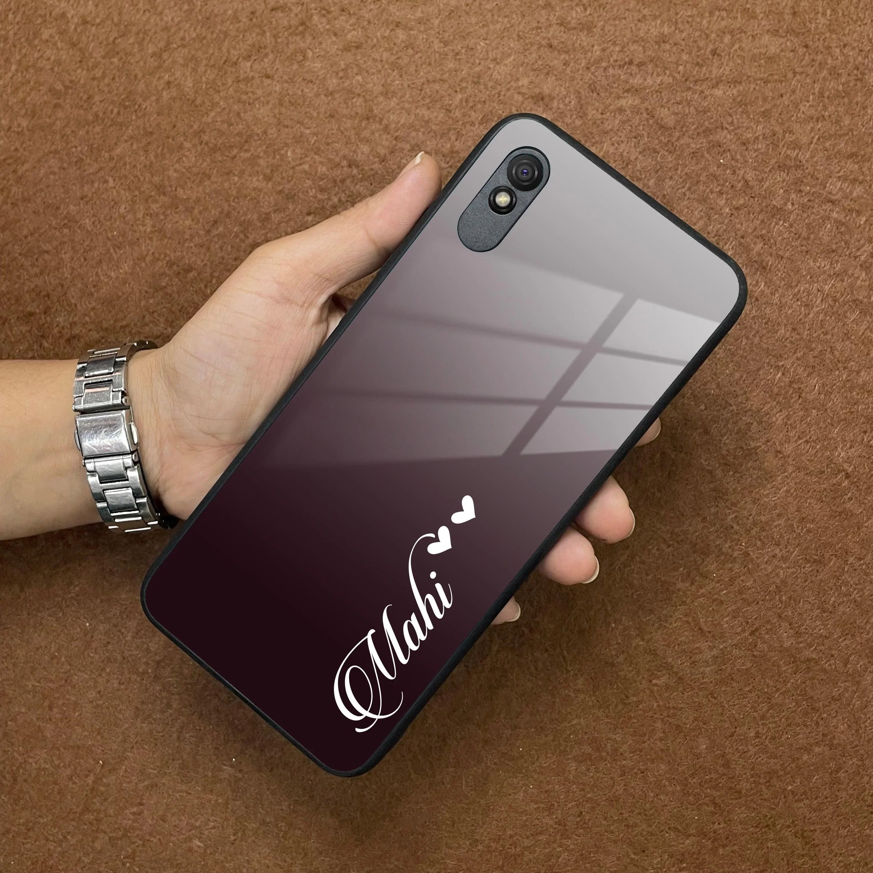 Customize Name Gradient Glass Case Cover Grey For Redmi/Xiaomi - ShopOnCliQ