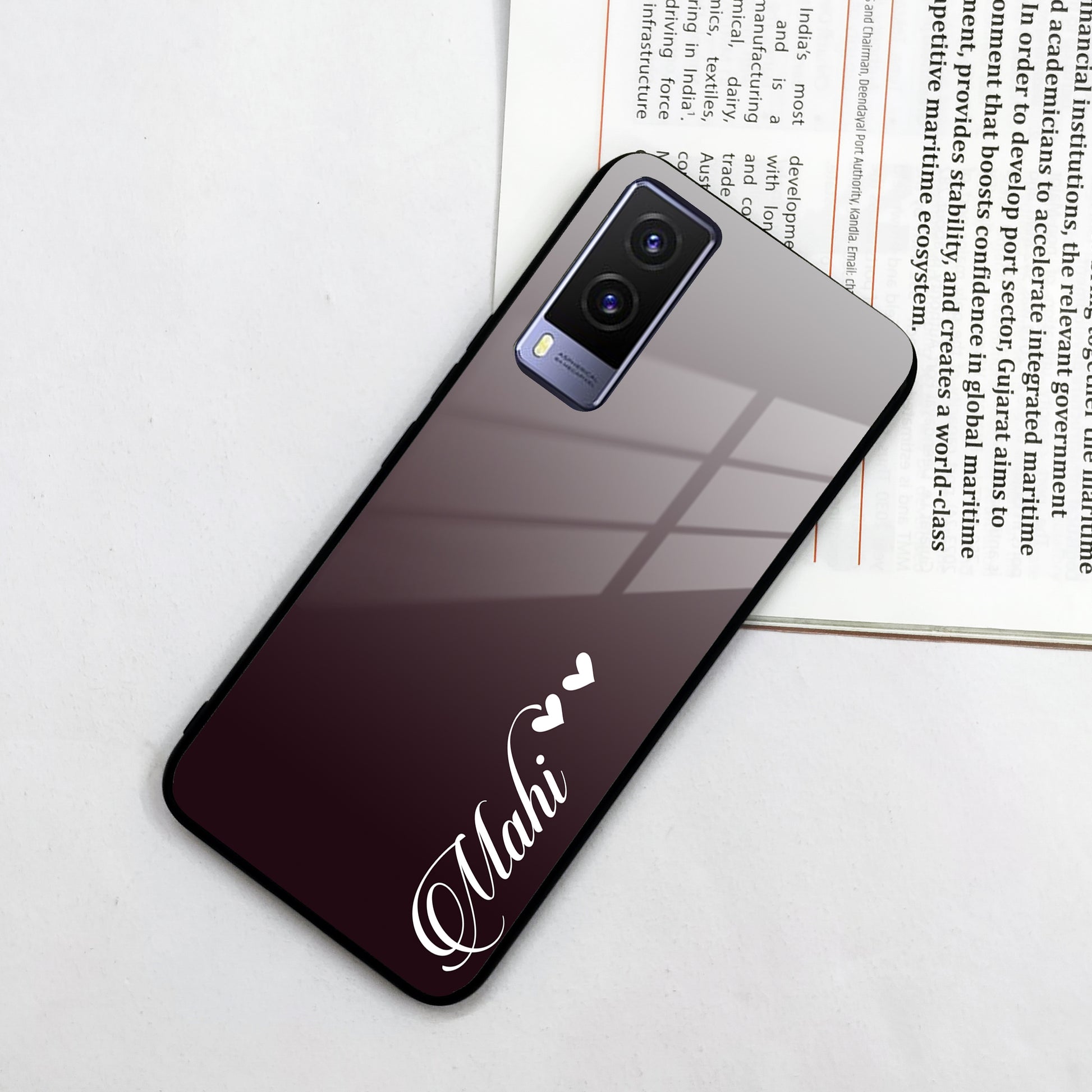 Customize Name Gradient Glass Case Cover Grey For Vivo ShopOnCliQ