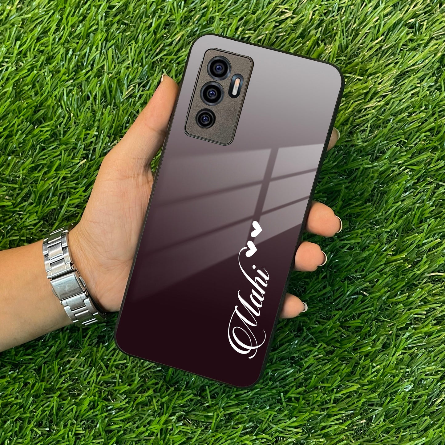 Customize Name Gradient Glass Case Cover Grey For Vivo ShopOnCliQ