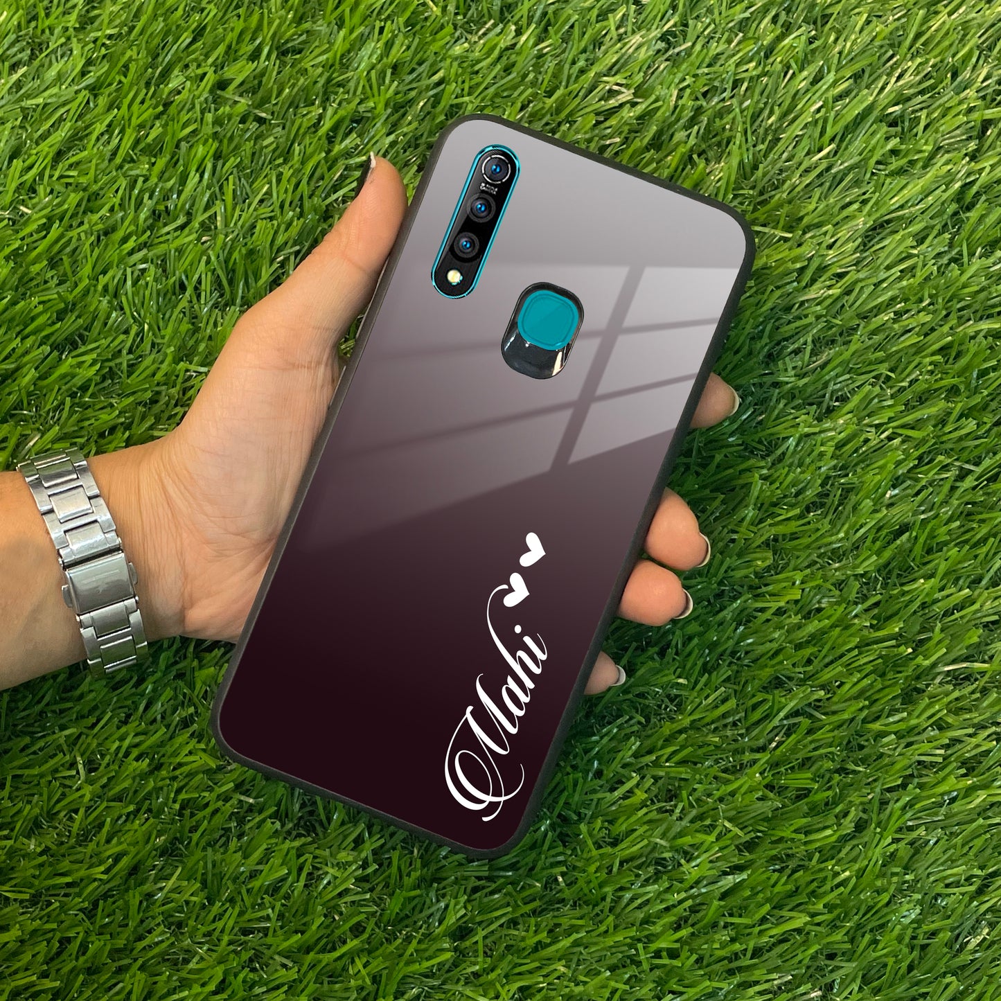 Customize Name Gradient Glass Case Cover Grey For Vivo ShopOnCliQ