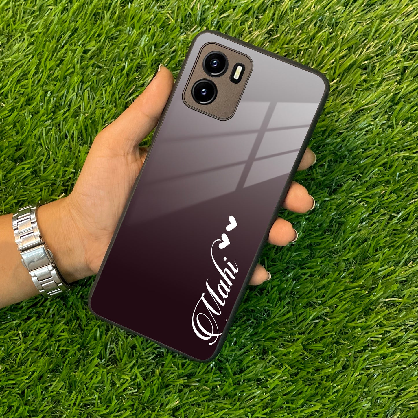 Customize Name Gradient Glass Case Cover Grey For Vivo ShopOnCliQ