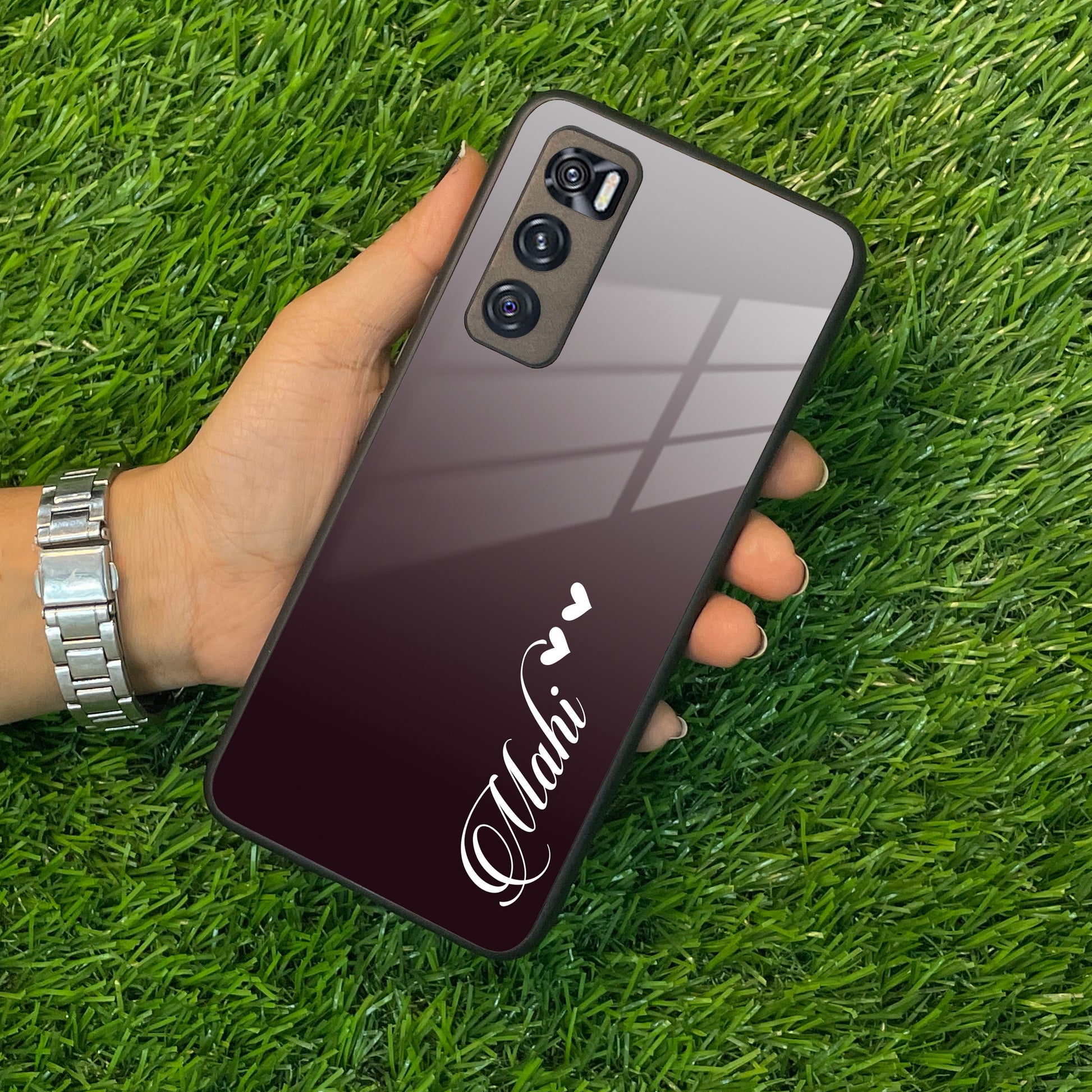 Customize Name Gradient Glass Case Cover Grey For Vivo ShopOnCliQ