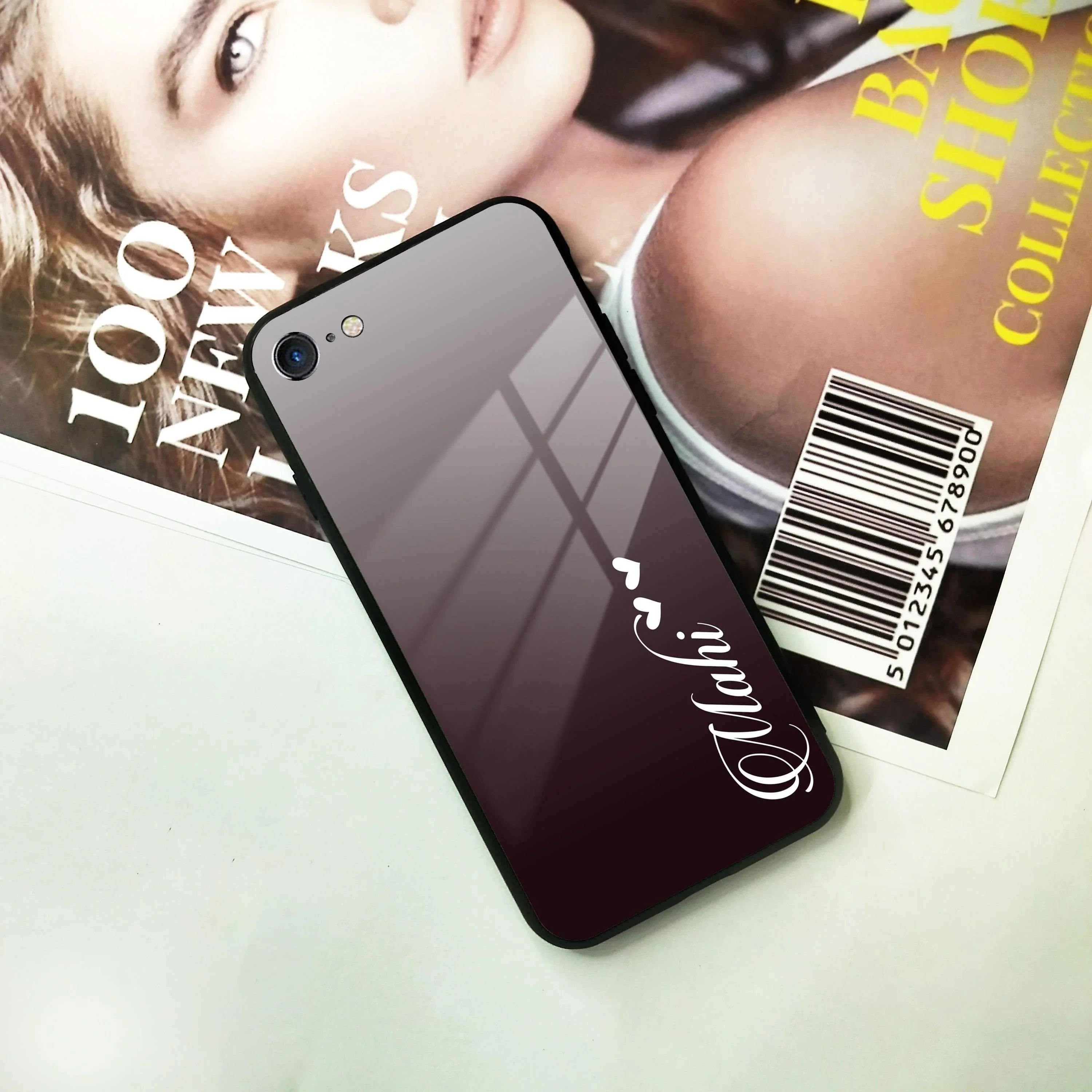 Customize Name Gradient Glass Case Cover Grey For iPhone - ShopOnCliQ