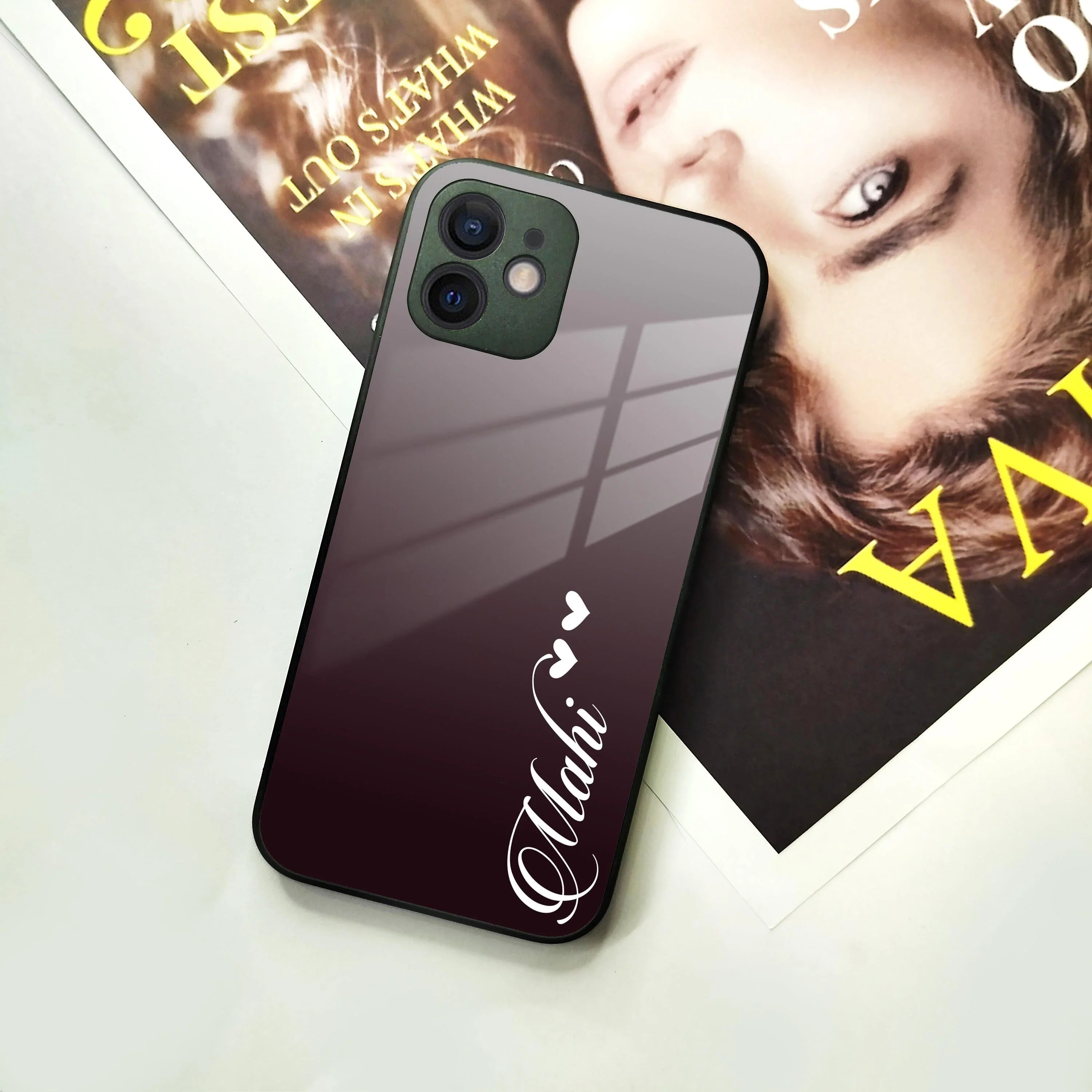 Customize Name Gradient Glass Case Cover Grey For iPhone - ShopOnCliQ