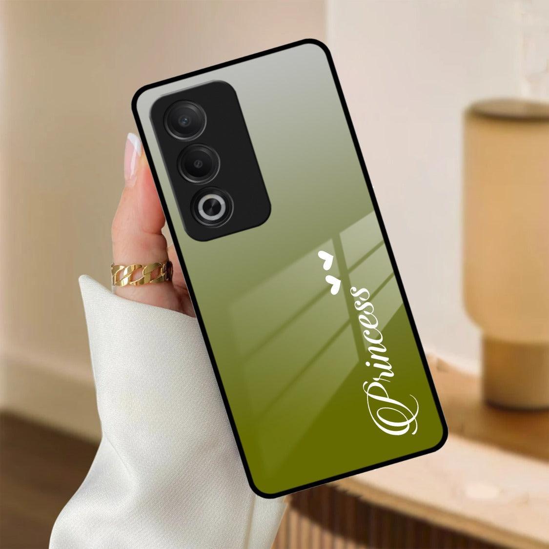 Customize Name Gradient Glass Case Cover Mint Green For Oppo