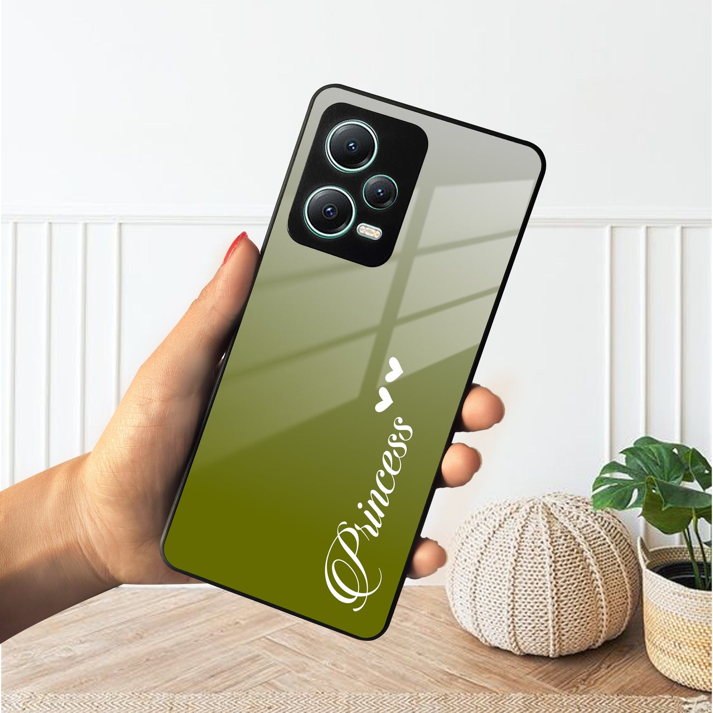 Customize Name Gradient Glass Case Cover Mint Green For Poco ShopOnCliQ