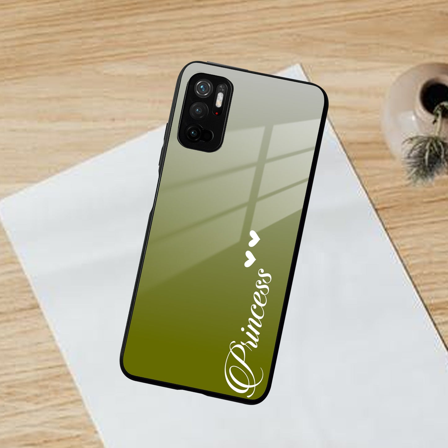 Customize Name Gradient Glass Case Cover Mint Green For Poco ShopOnCliQ