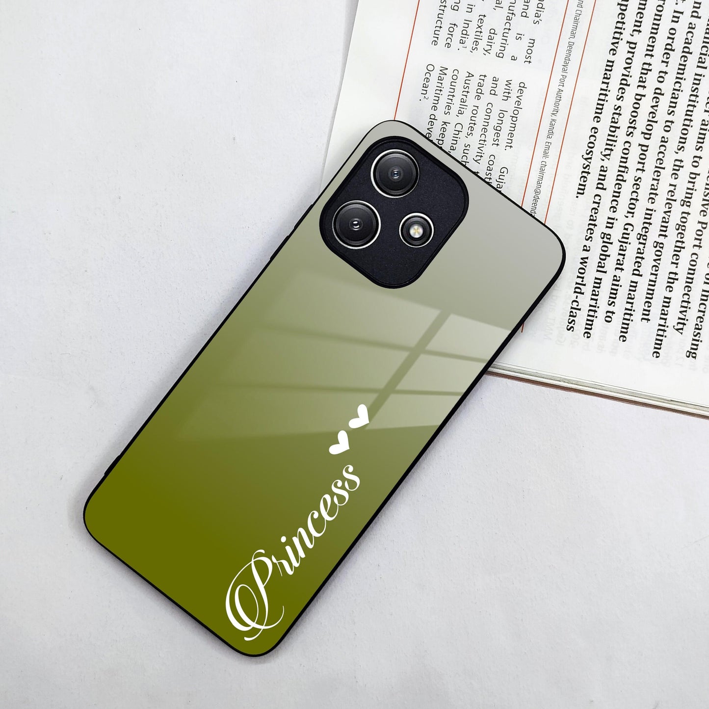 Customize Name Gradient Glass Case Cover Mint Green For Poco