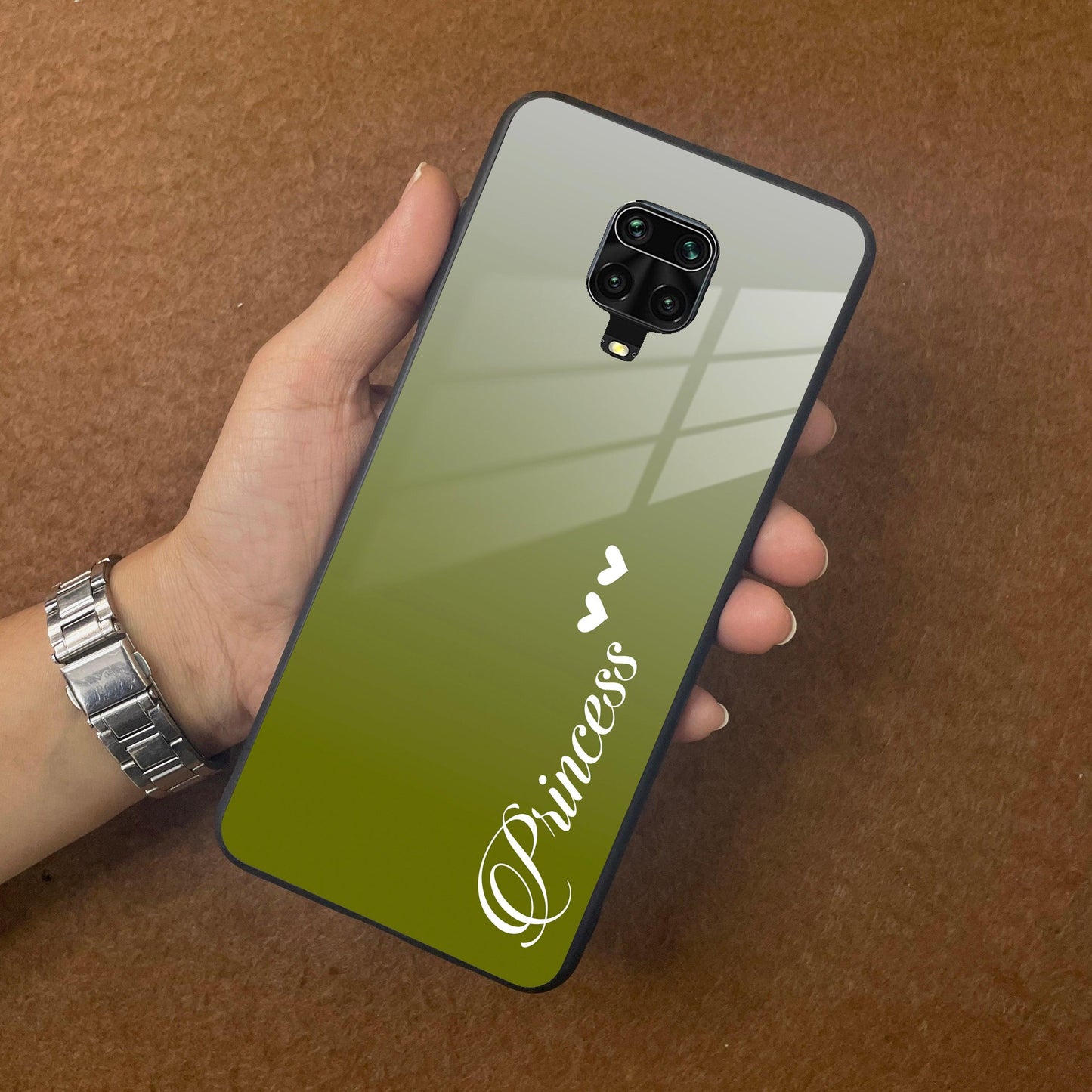 Customize Name Gradient Glass Case Cover Mint Green For Redmi/Xiaomi