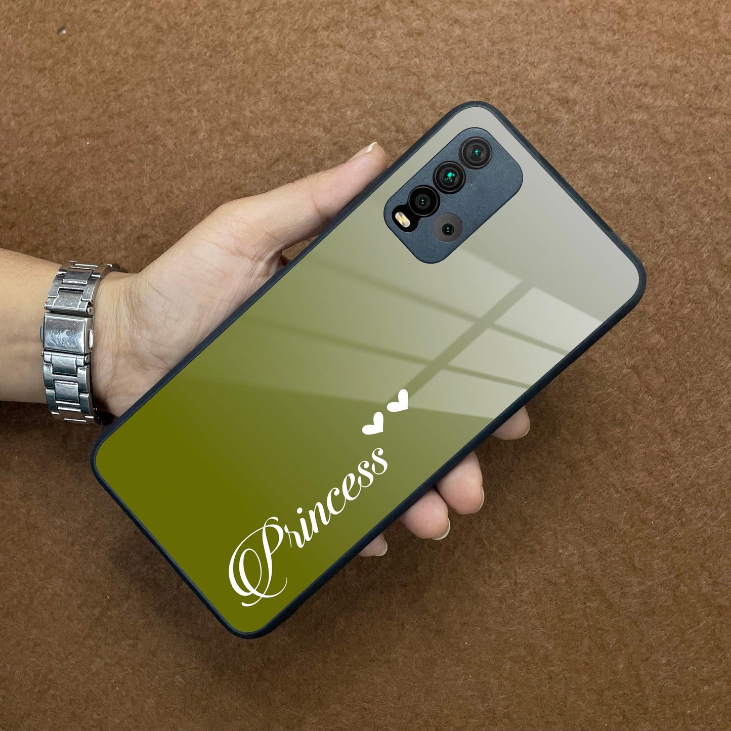 Customize Name Gradient Glass Case Cover Mint Green For Redmi/Xiaomi