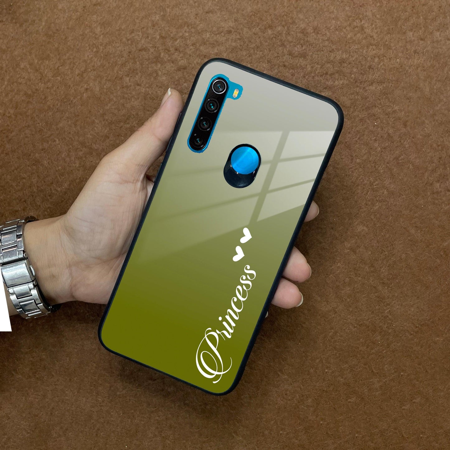 Customize Name Gradient Glass Case Cover Mint Green For Redmi/Xiaomi