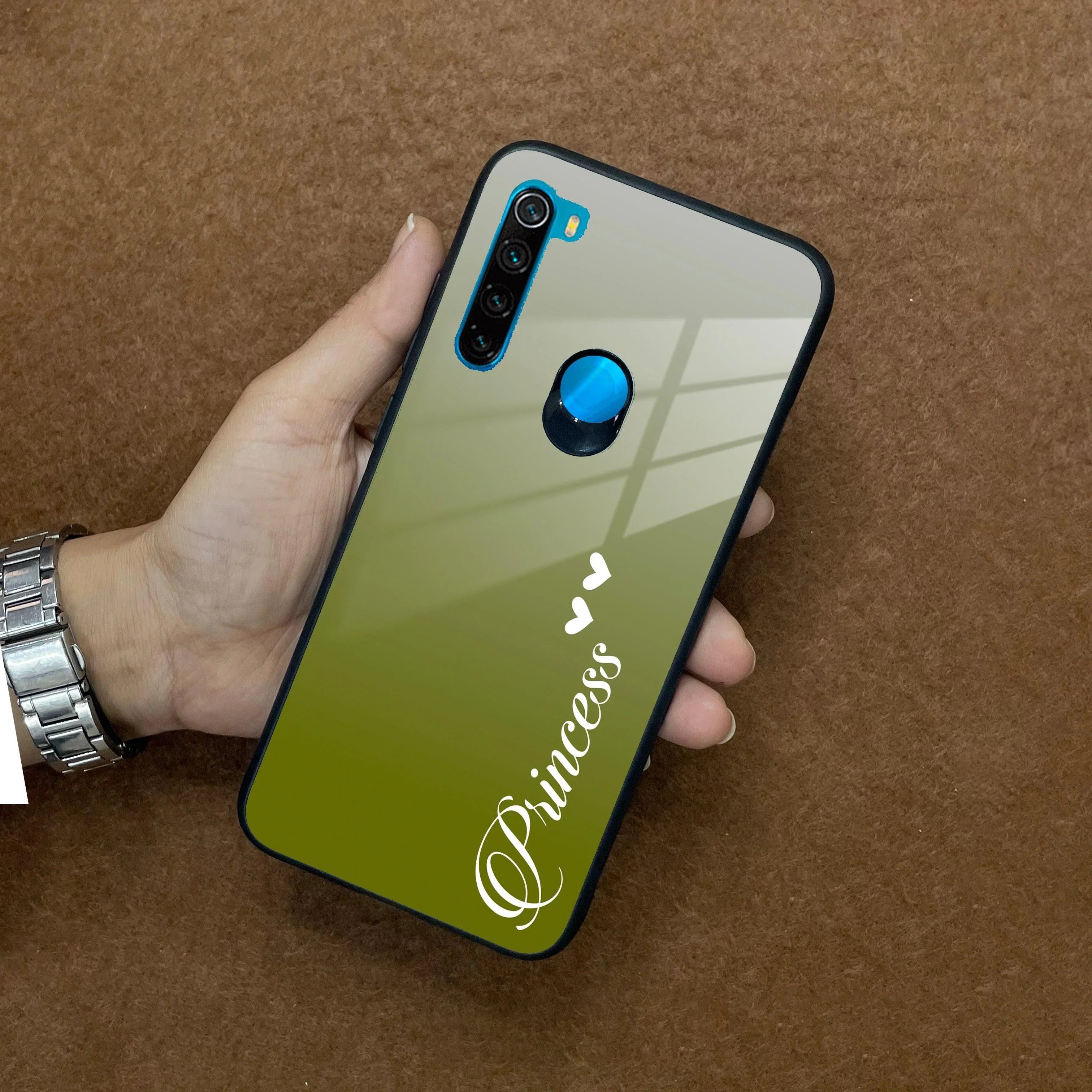 Customize Name Gradient Glass Case Cover Mint Green For Redmi/Xiaomi - ShopOnCliQ