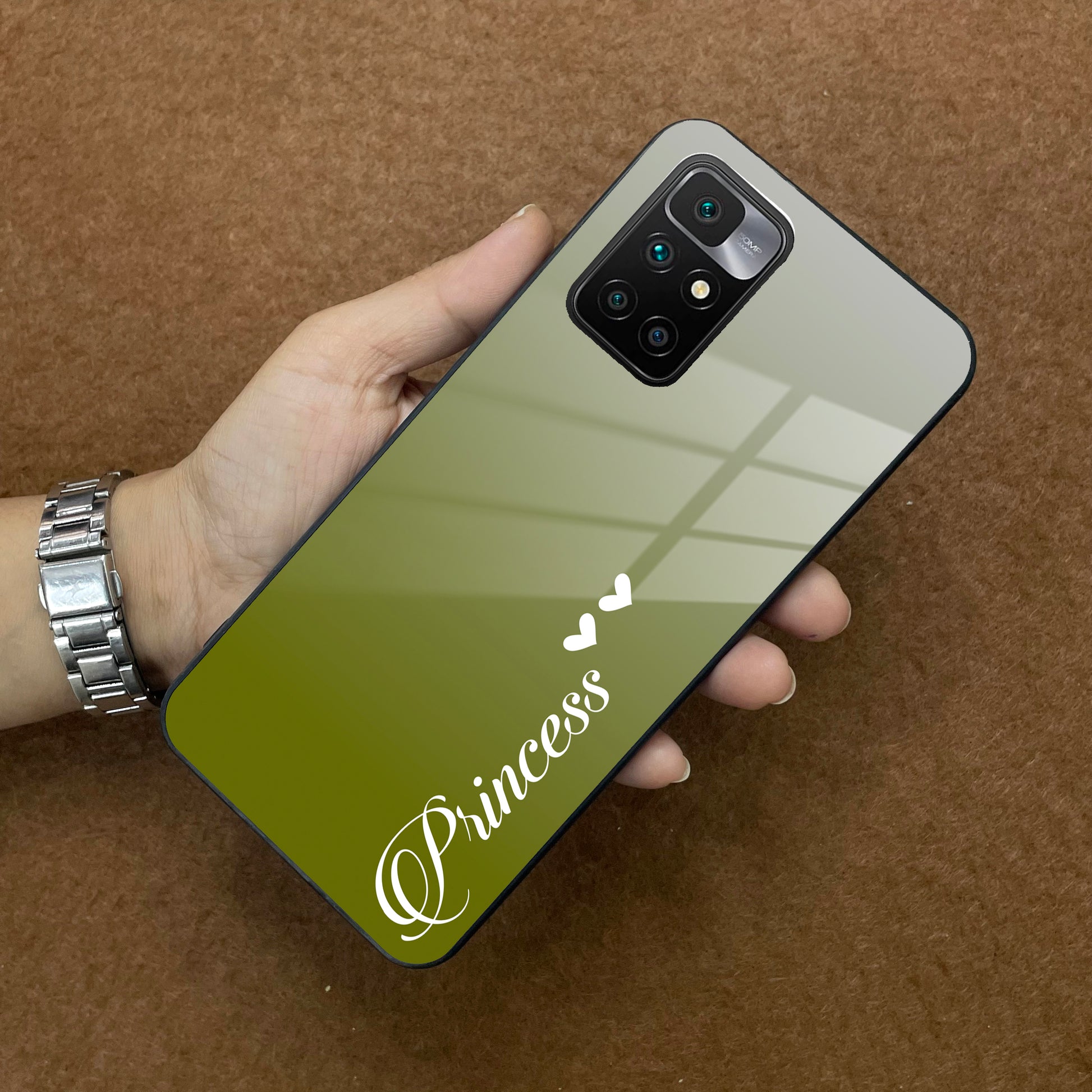 Customize Name Gradient Glass Case Cover Mint Green For Redmi/Xiaomi ShopOnCliQ