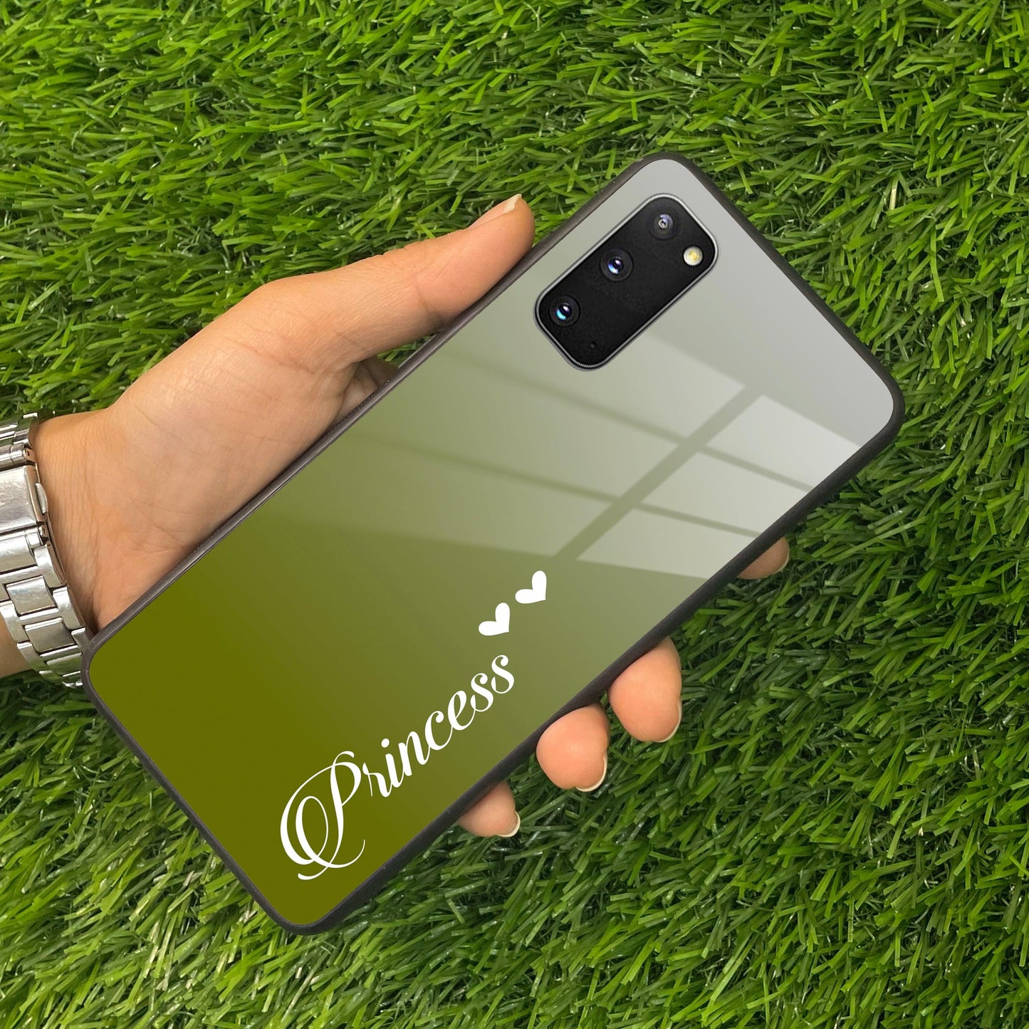 Customize Name Gradient Glass Case Cover Mint Green For Samsung