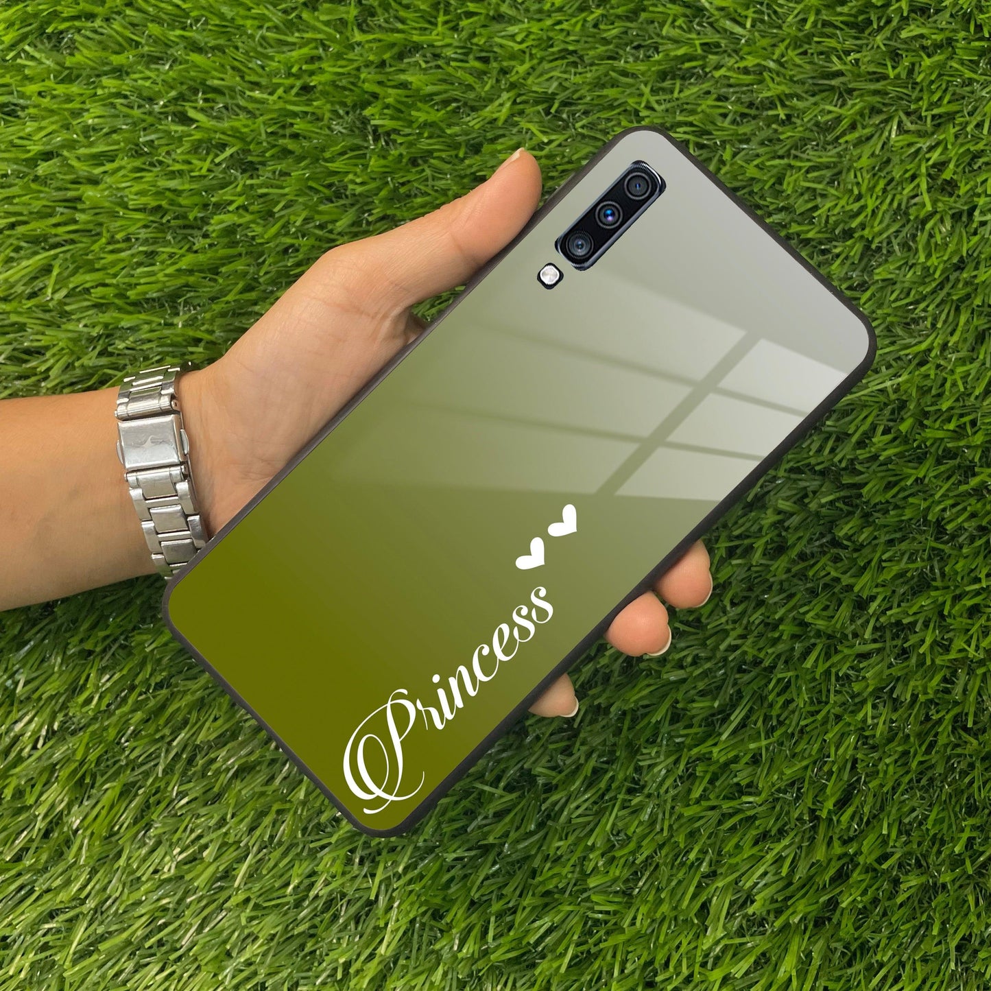 Customize Name Gradient Glass Case Cover Mint Green For Samsung