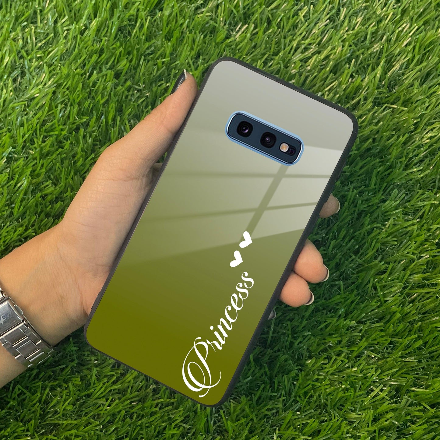 Customize Name Gradient Glass Case Cover Mint Green For Samsung