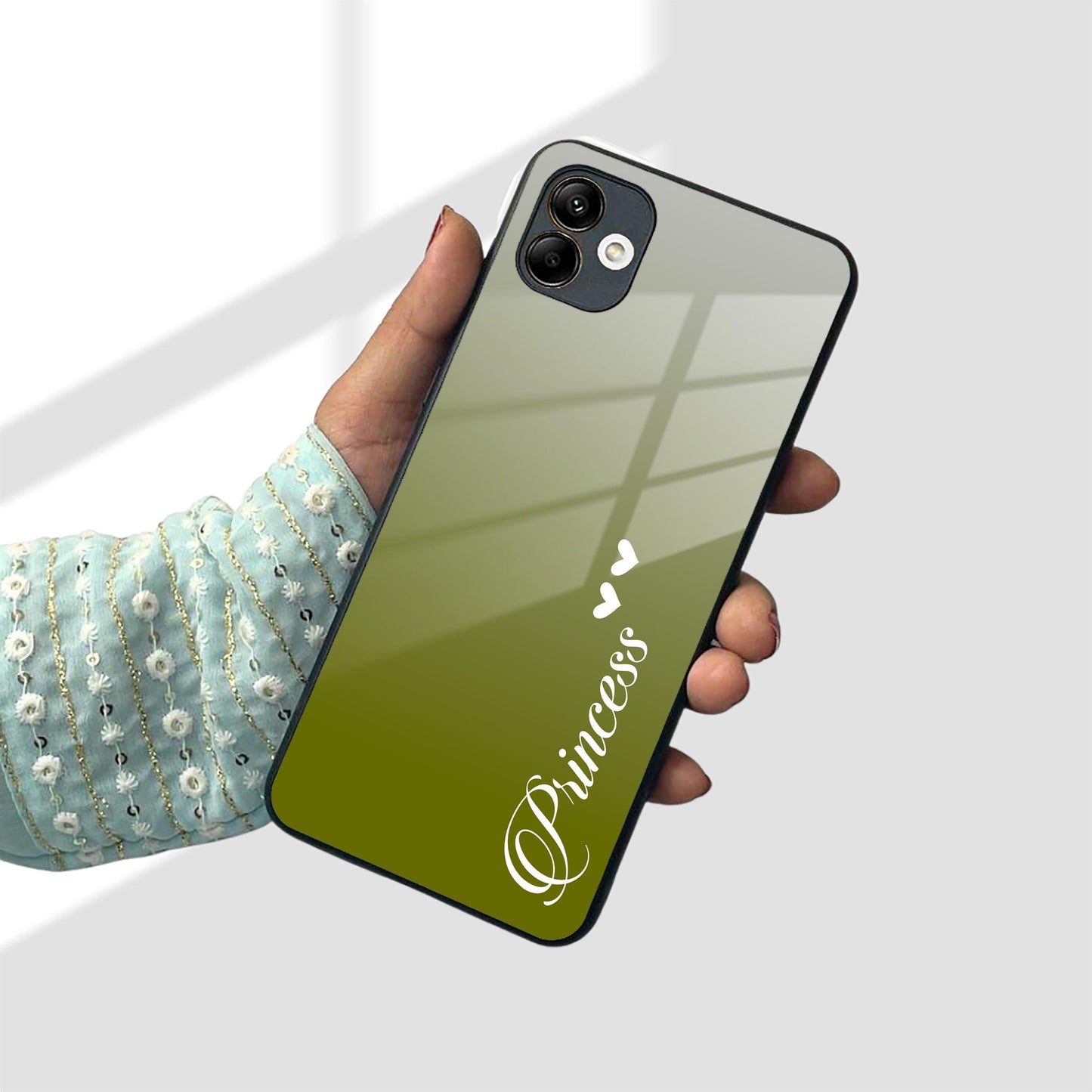 Customize Name Gradient Glass Case Cover Mint Green For Samsung