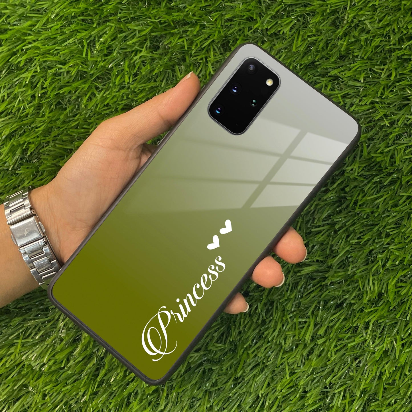 Customize Name Gradient Glass Case Cover Mint Green For Samsung