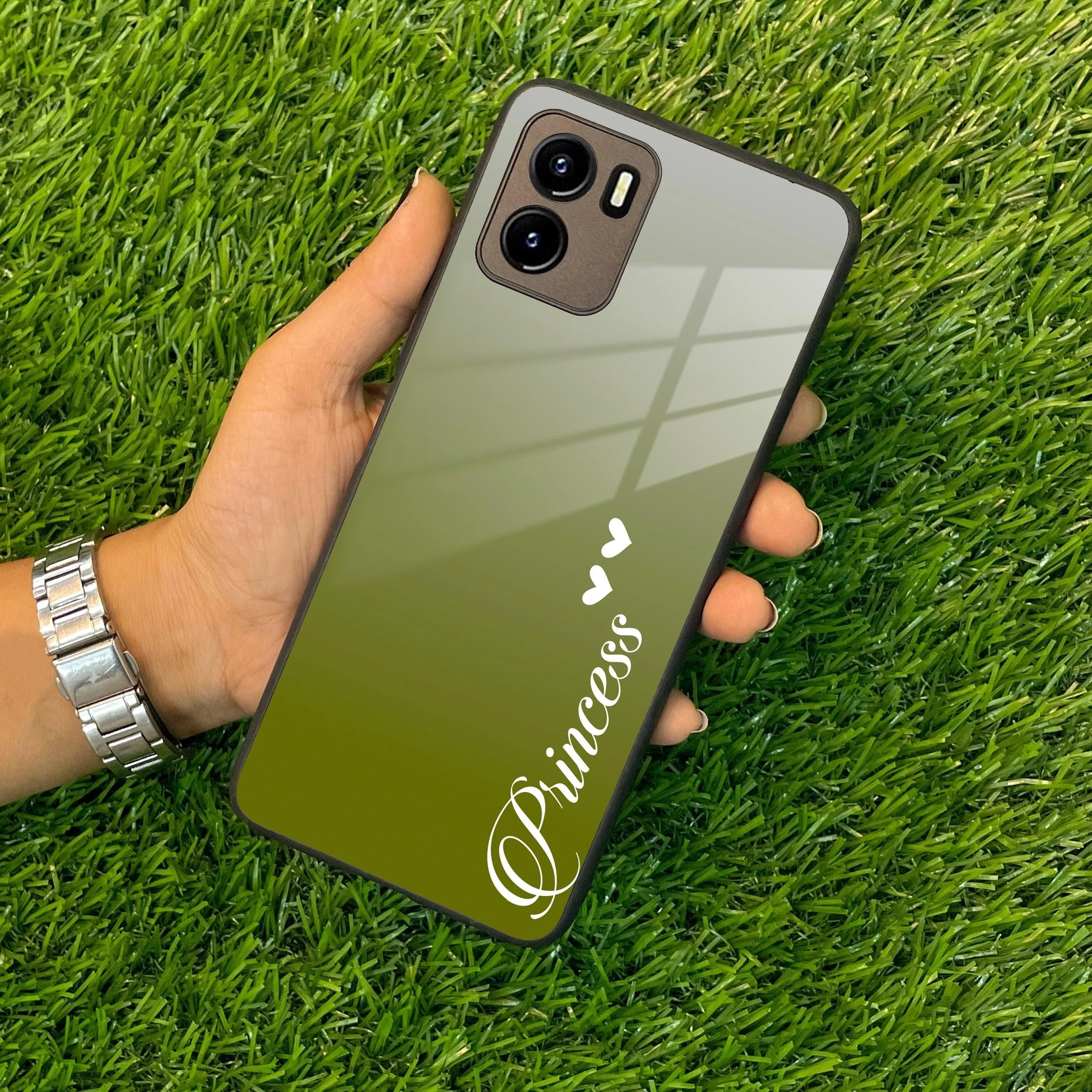Customize Name Gradient Glass Case Cover Mint Green For Vivo - ShopOnCliQ