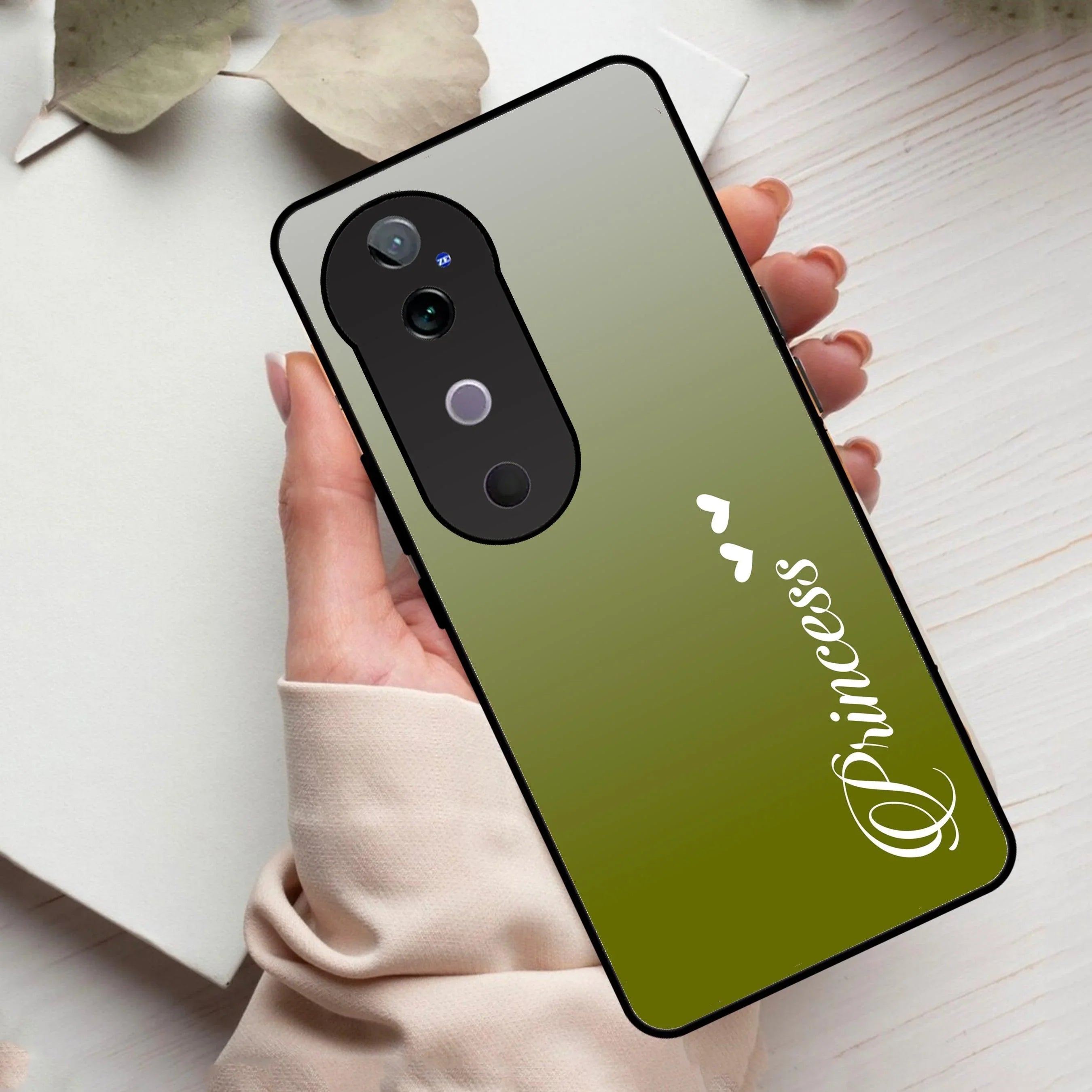 Customize Name Gradient Glass Case Cover Mint Green For Vivo - ShopOnCliQ