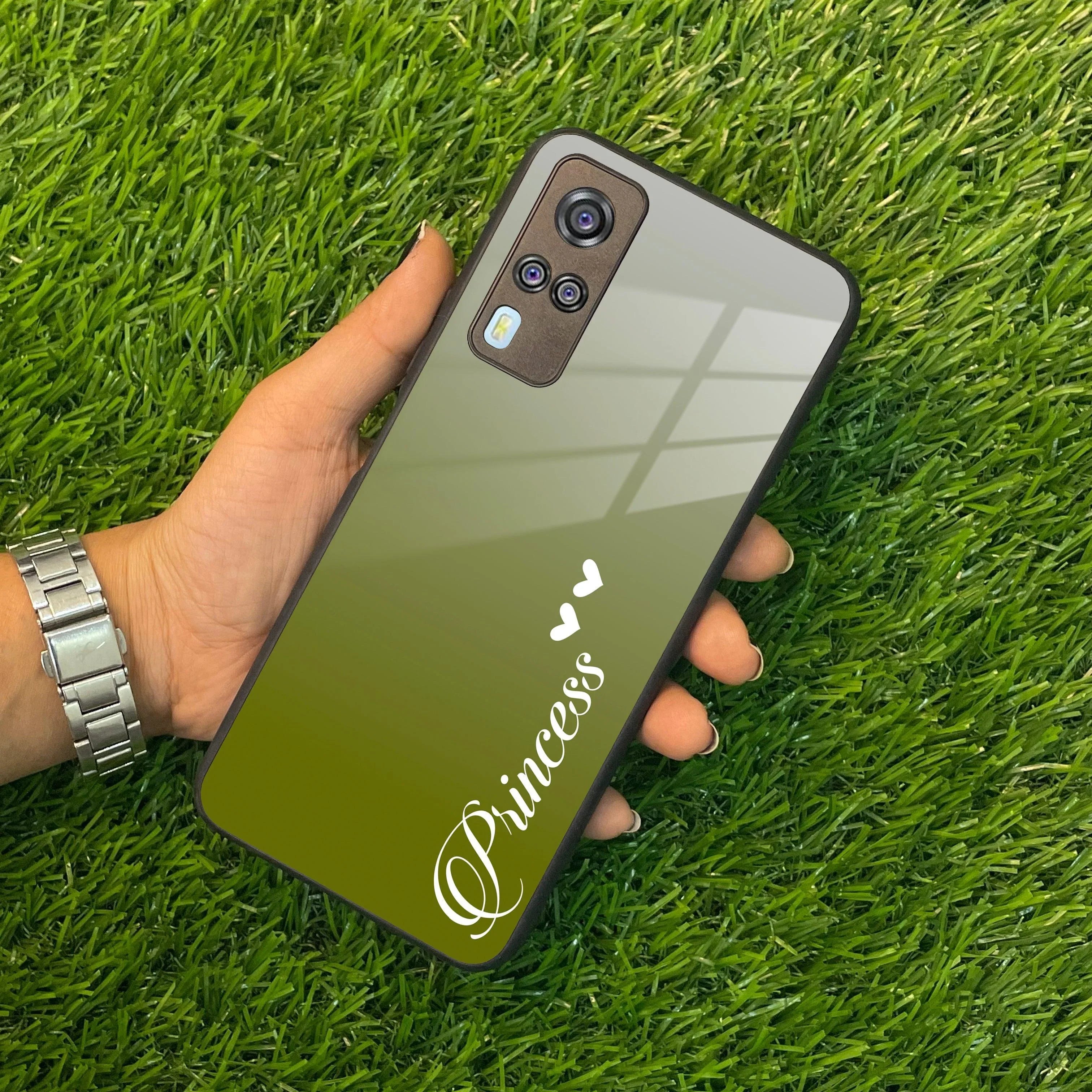 Customize Name Gradient Glass Case Cover Mint Green For Vivo - ShopOnCliQ