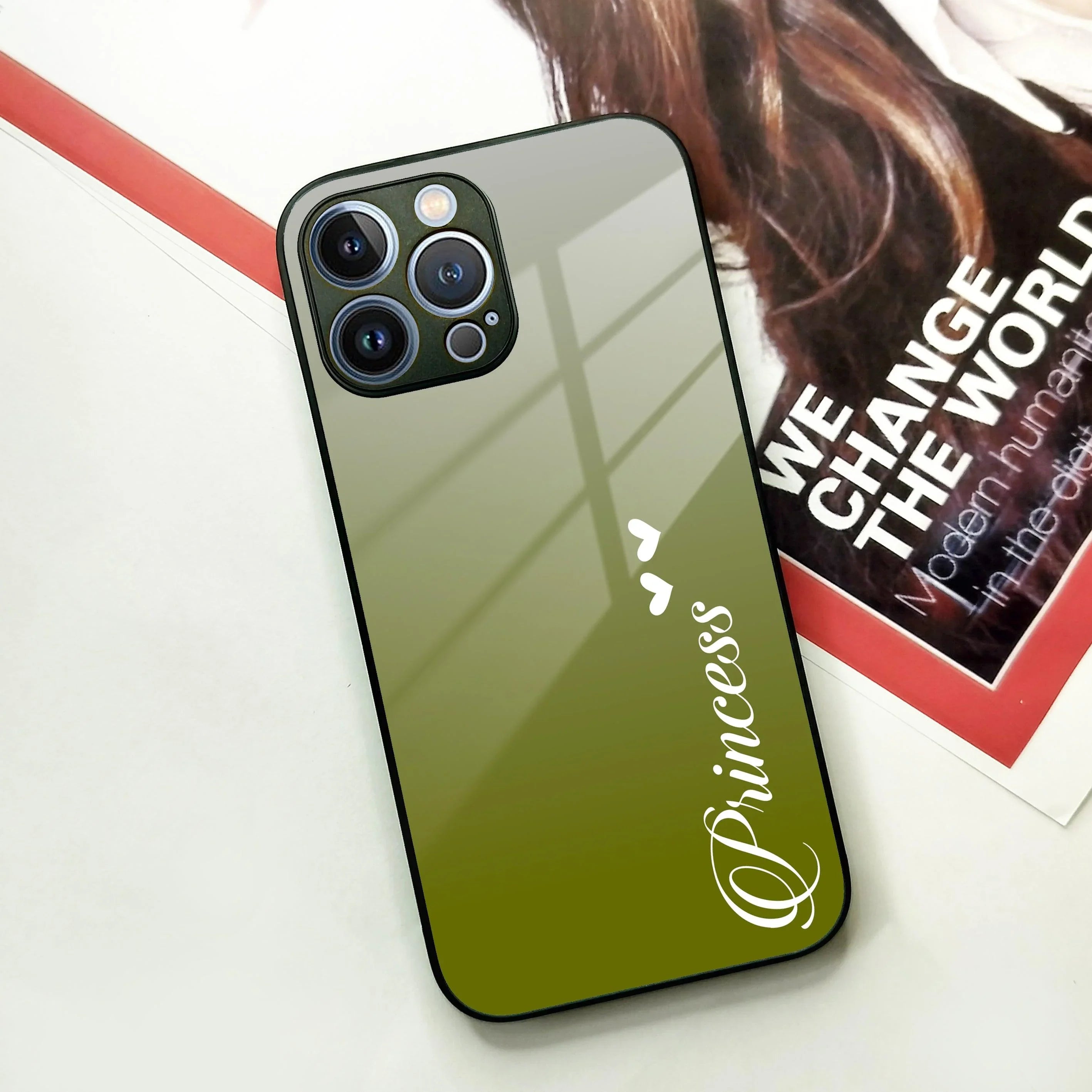 Customize Name Gradient Glass Case Cover Mint Green For iPhone - ShopOnCliQ