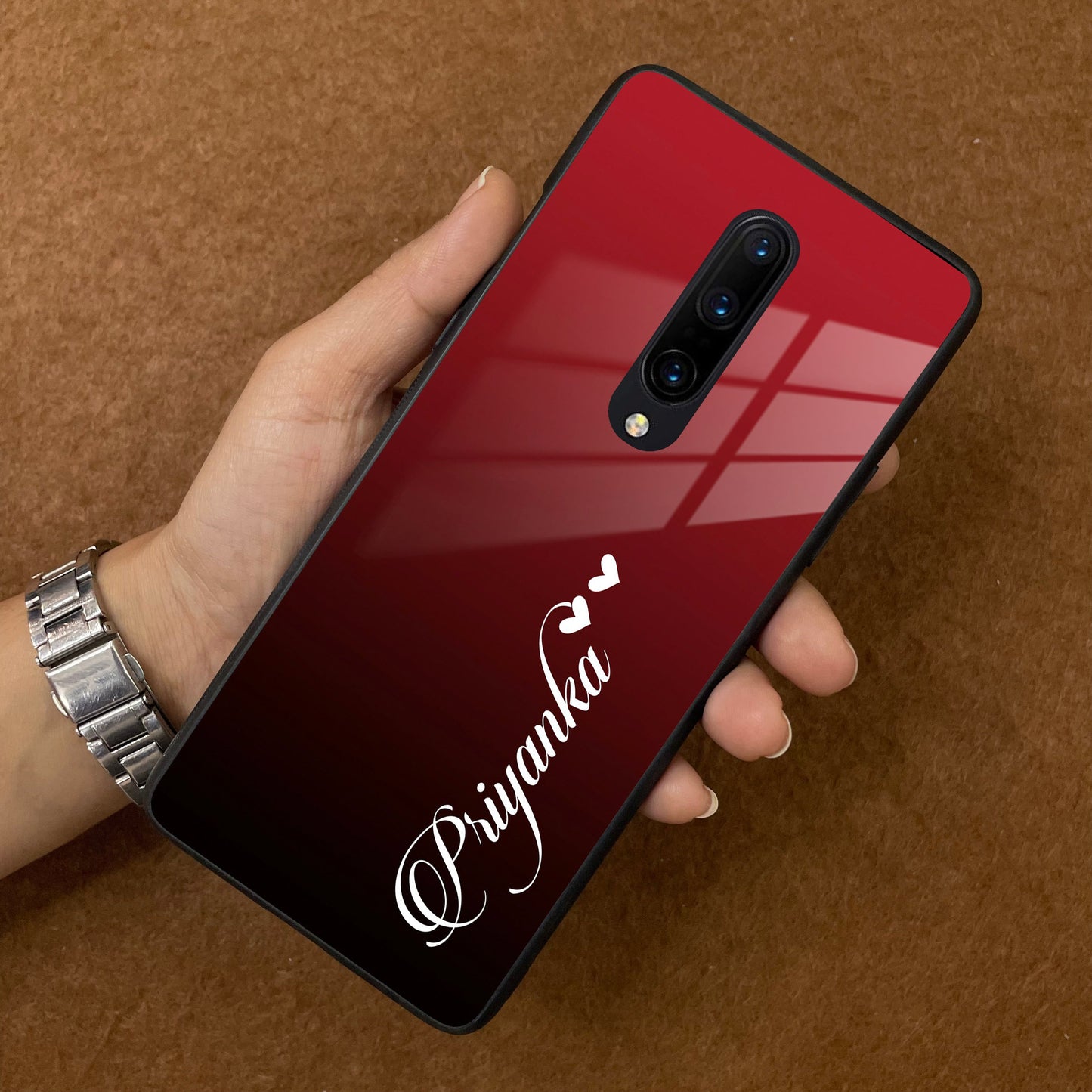 Customize Name Gradient Glass Case Cover Red Wine For Oneplus