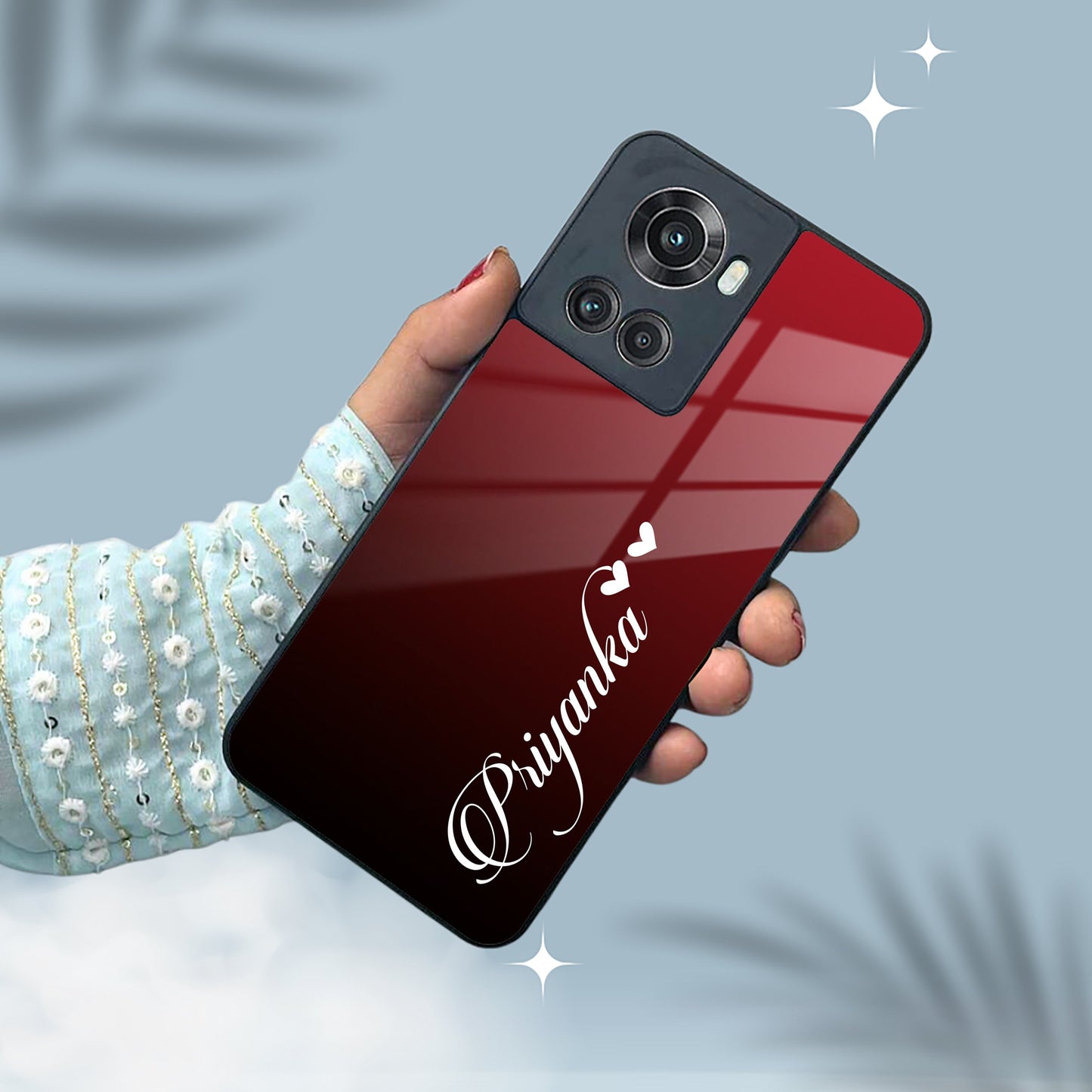 Customize Name Gradient Glass Case Cover Red Wine For Oneplus